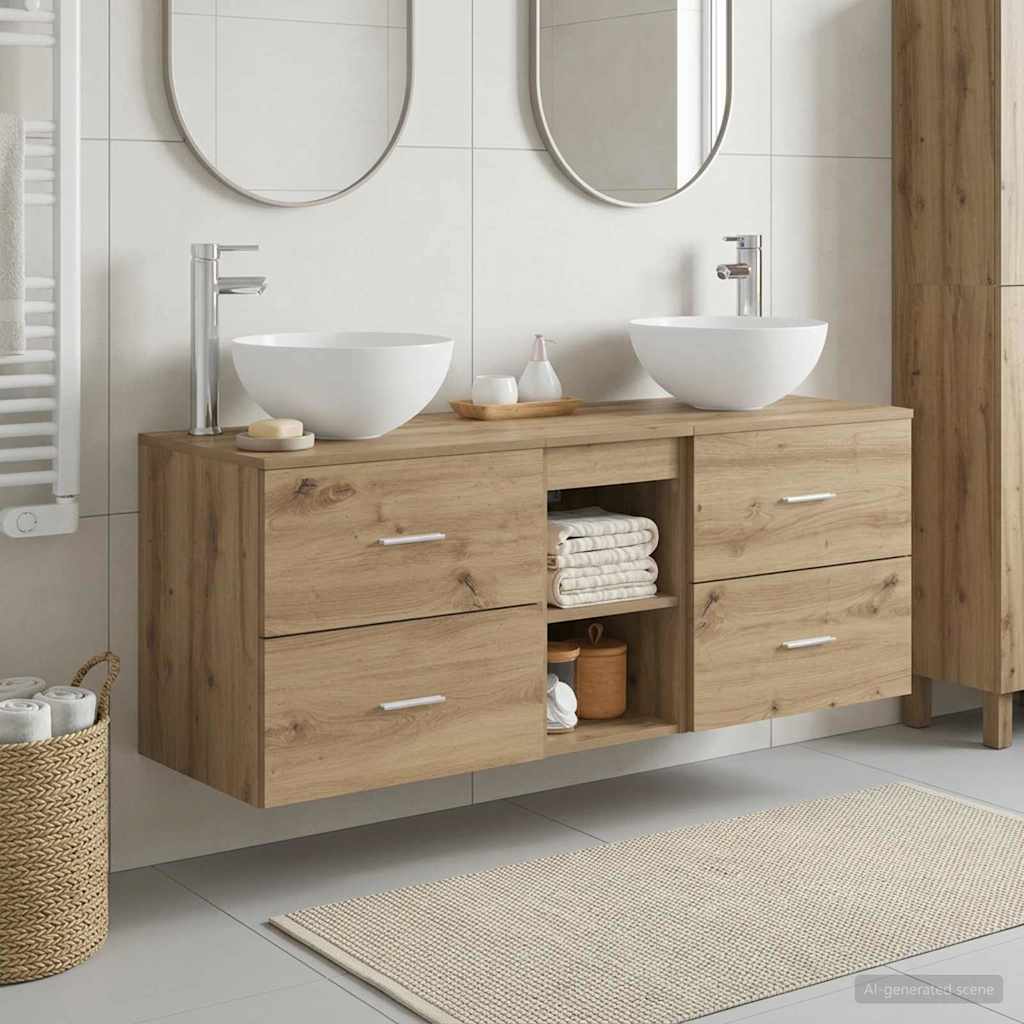 Badezimmerschrank-Set 3 Stk. Artisan-Eiche 49,5 x 41 x 64,5 cm