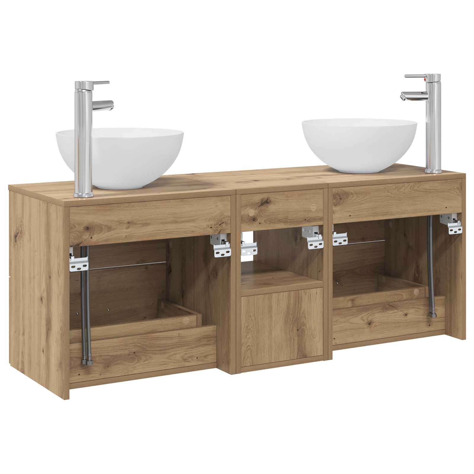 Badezimmerschrank-Set 3 Stk. Artisan-Eiche 49,5 x 41 x 64,5 cm