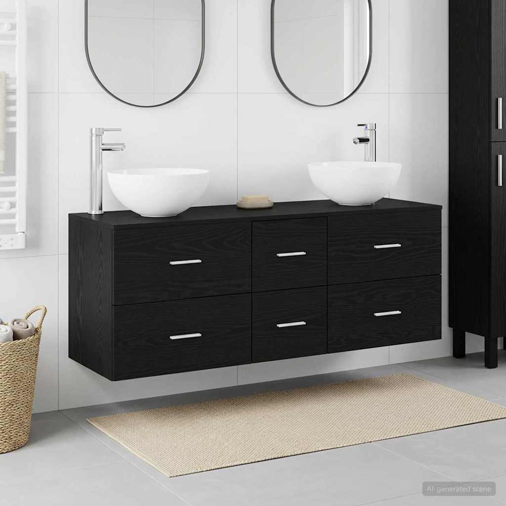 Badezimmerschrank-Set 3 stk. Schwarze Eiche 49,5 x 41 x 64,5 cm