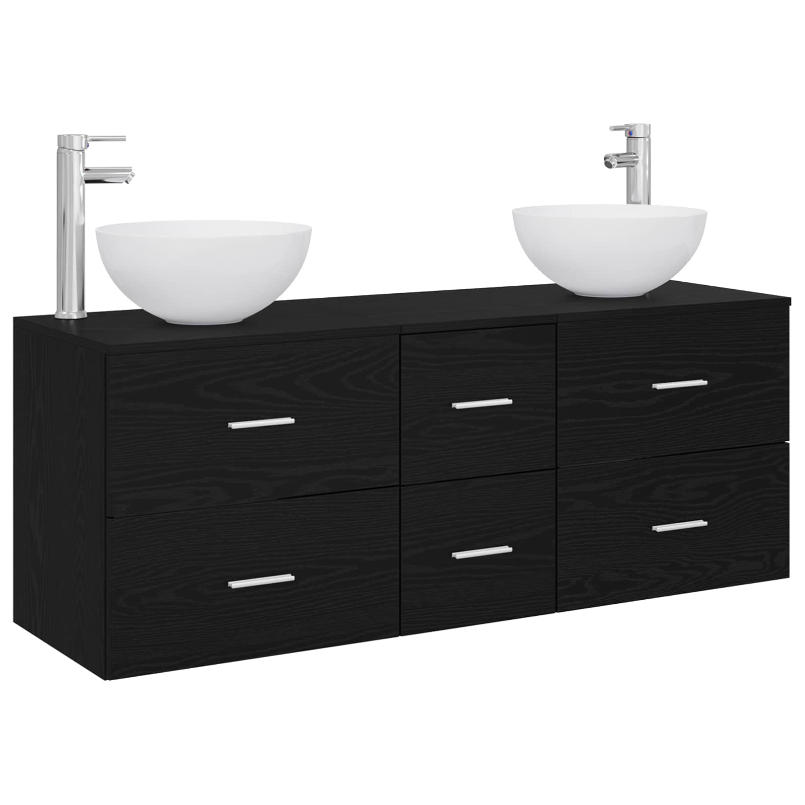 Badezimmerschrank-Set 3 stk. Schwarze Eiche 49,5 x 41 x 64,5 cm