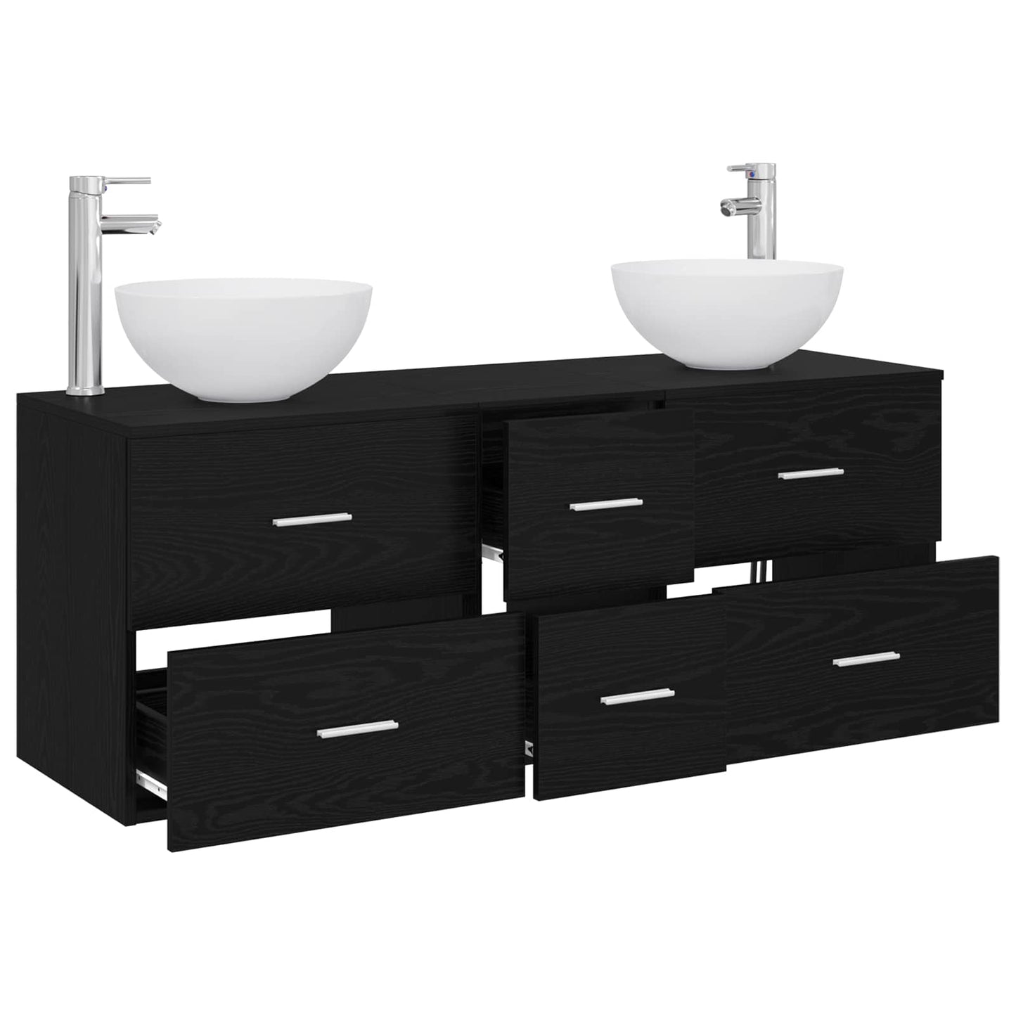 Badezimmerschrank-Set 3 stk. Schwarze Eiche 49,5 x 41 x 64,5 cm