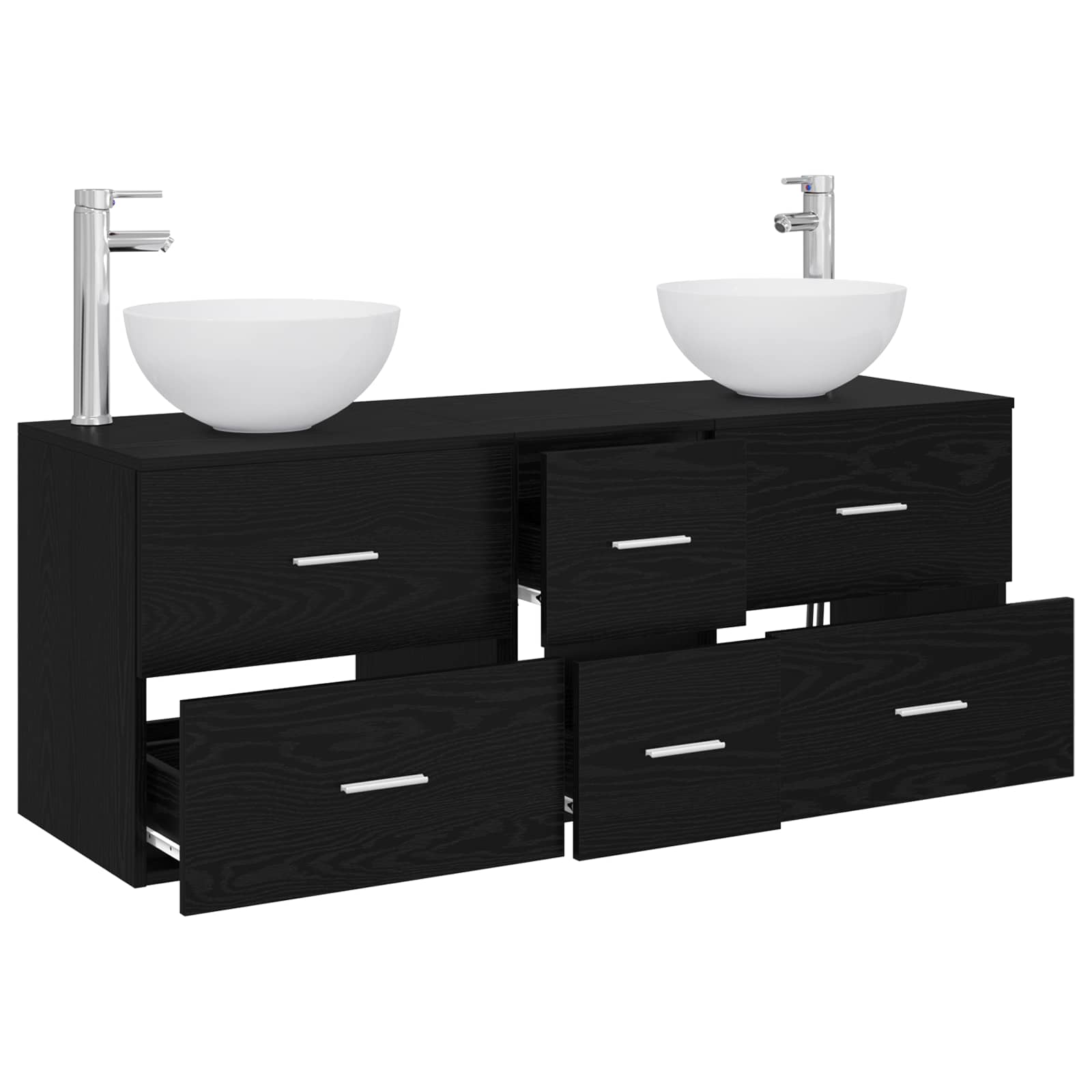 Badezimmerschrank-Set 3 stk. Schwarze Eiche 49,5 x 41 x 64,5 cm