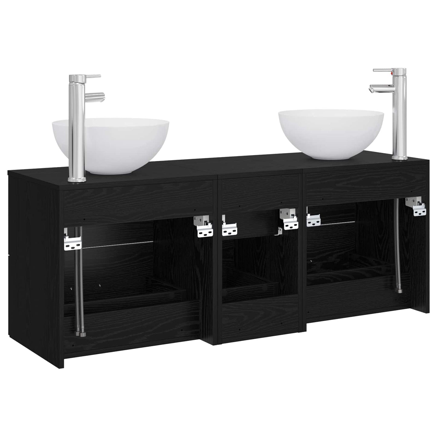 Badezimmerschrank-Set 3 stk. Schwarze Eiche 49,5 x 41 x 64,5 cm