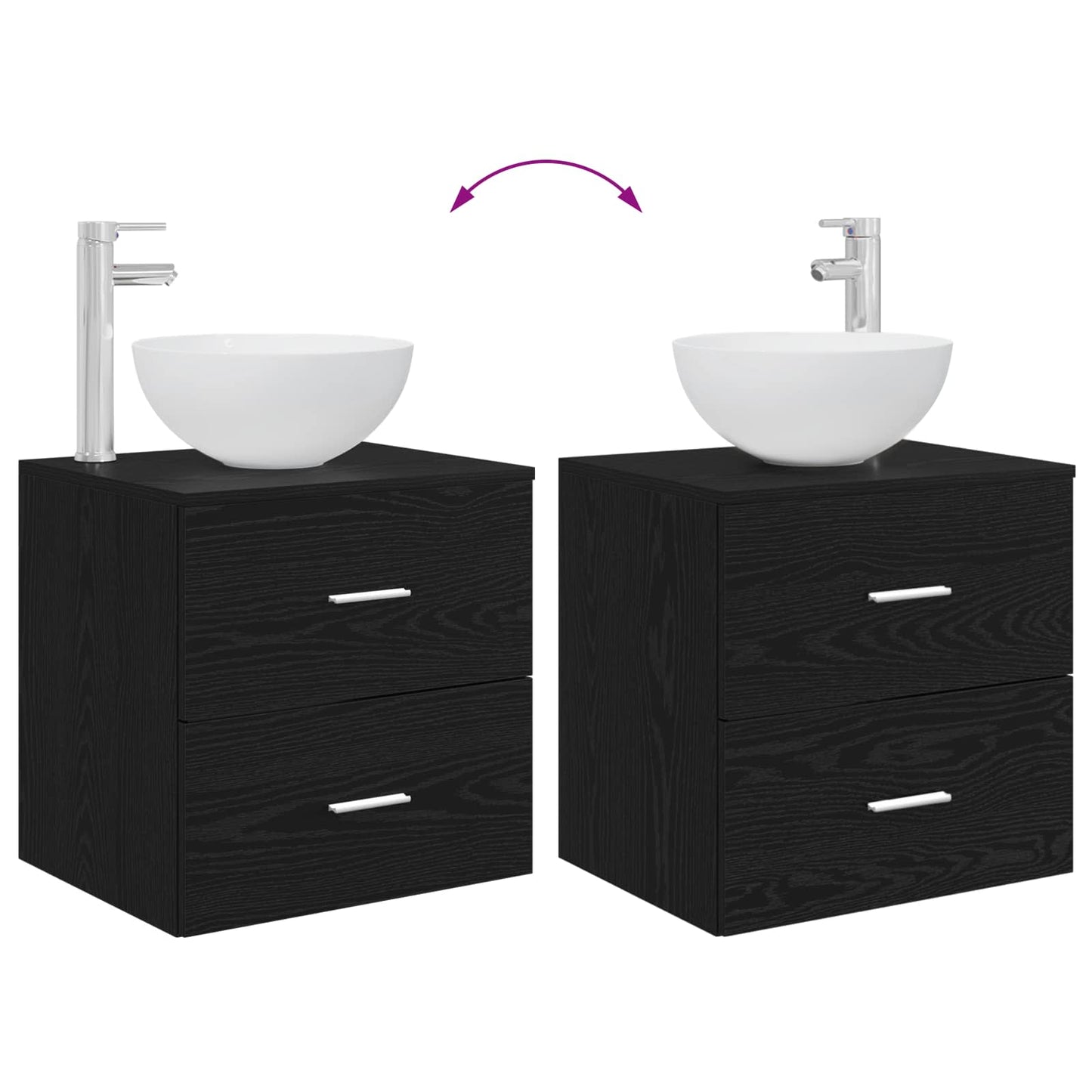 Badezimmerschrank-Set 3 stk. Schwarze Eiche 49,5 x 41 x 64,5 cm