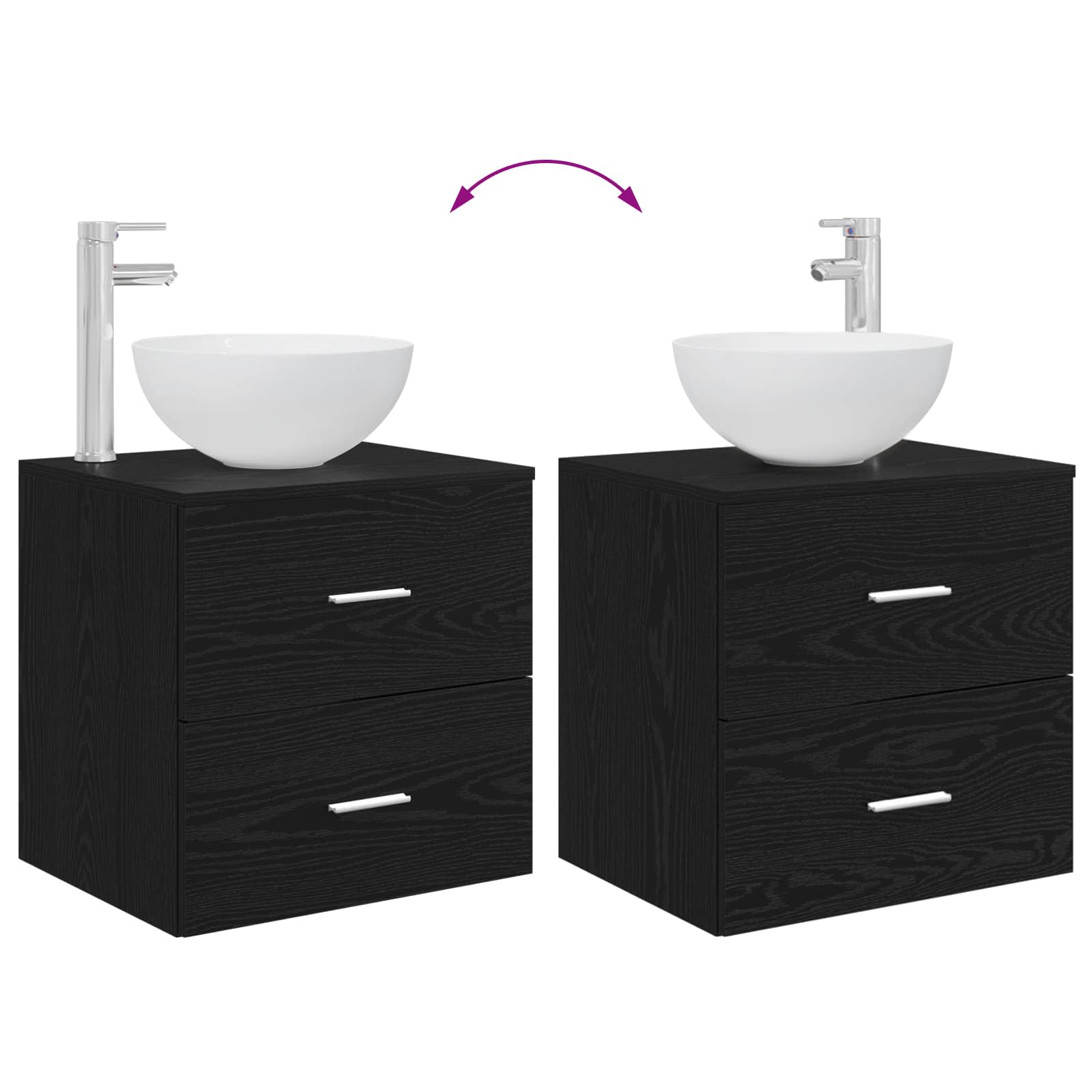 Badezimmerschrank-Set 3 stk. Schwarze Eiche 49,5 x 41 x 64,5 cm
