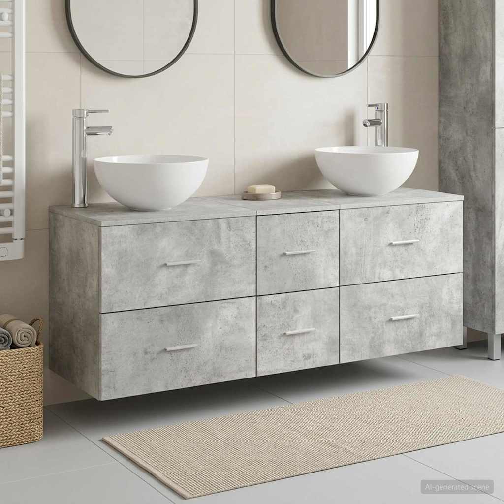 Badezimmerschrank-Set 3 stk. Betongrau 49,5 x 41 x 64,5 cm