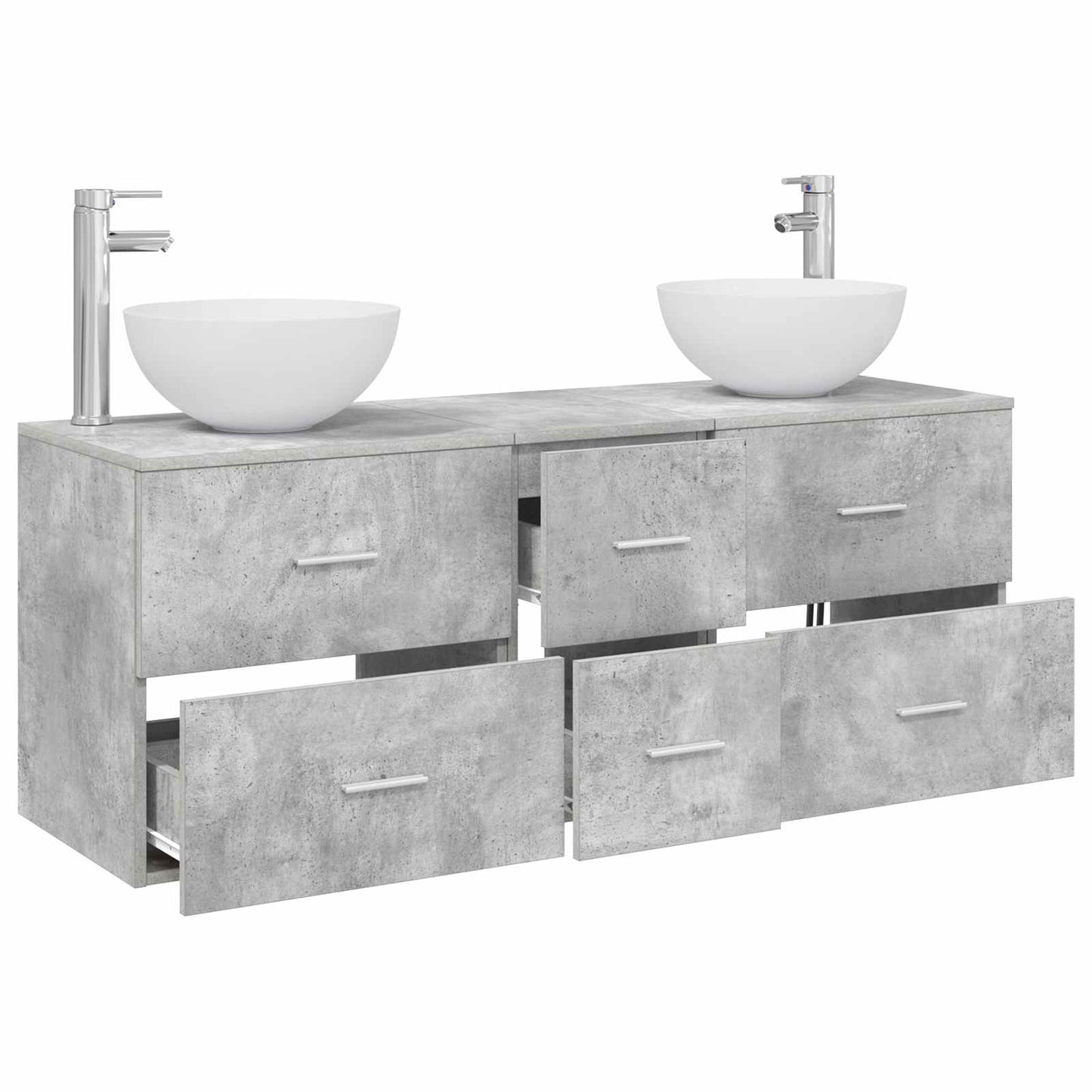Badezimmerschrank-Set 3 stk. Betongrau 49,5 x 41 x 64,5 cm