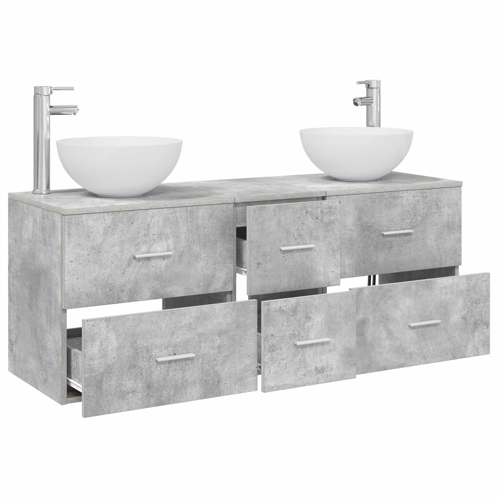 Badezimmerschrank-Set 3 stk. Betongrau 49,5 x 41 x 64,5 cm