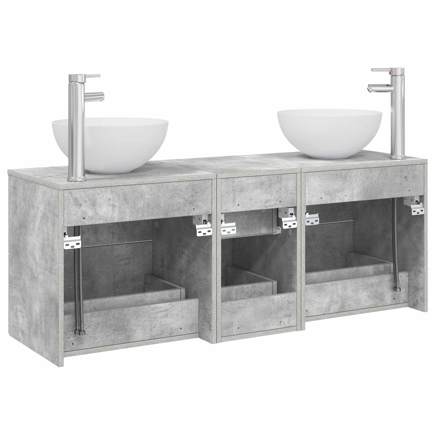 Badezimmerschrank-Set 3 stk. Betongrau 49,5 x 41 x 64,5 cm