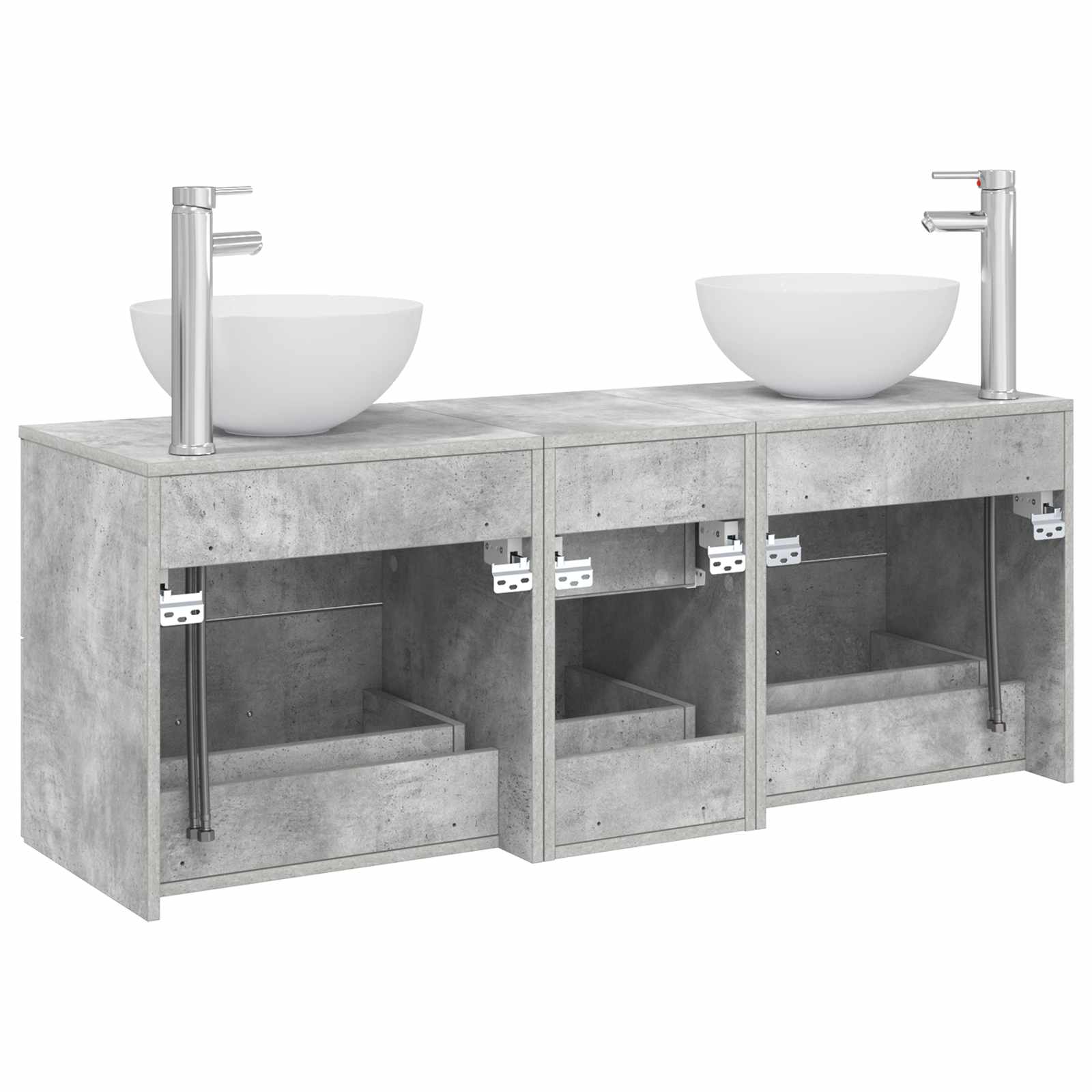 Badezimmerschrank-Set 3 stk. Betongrau 49,5 x 41 x 64,5 cm