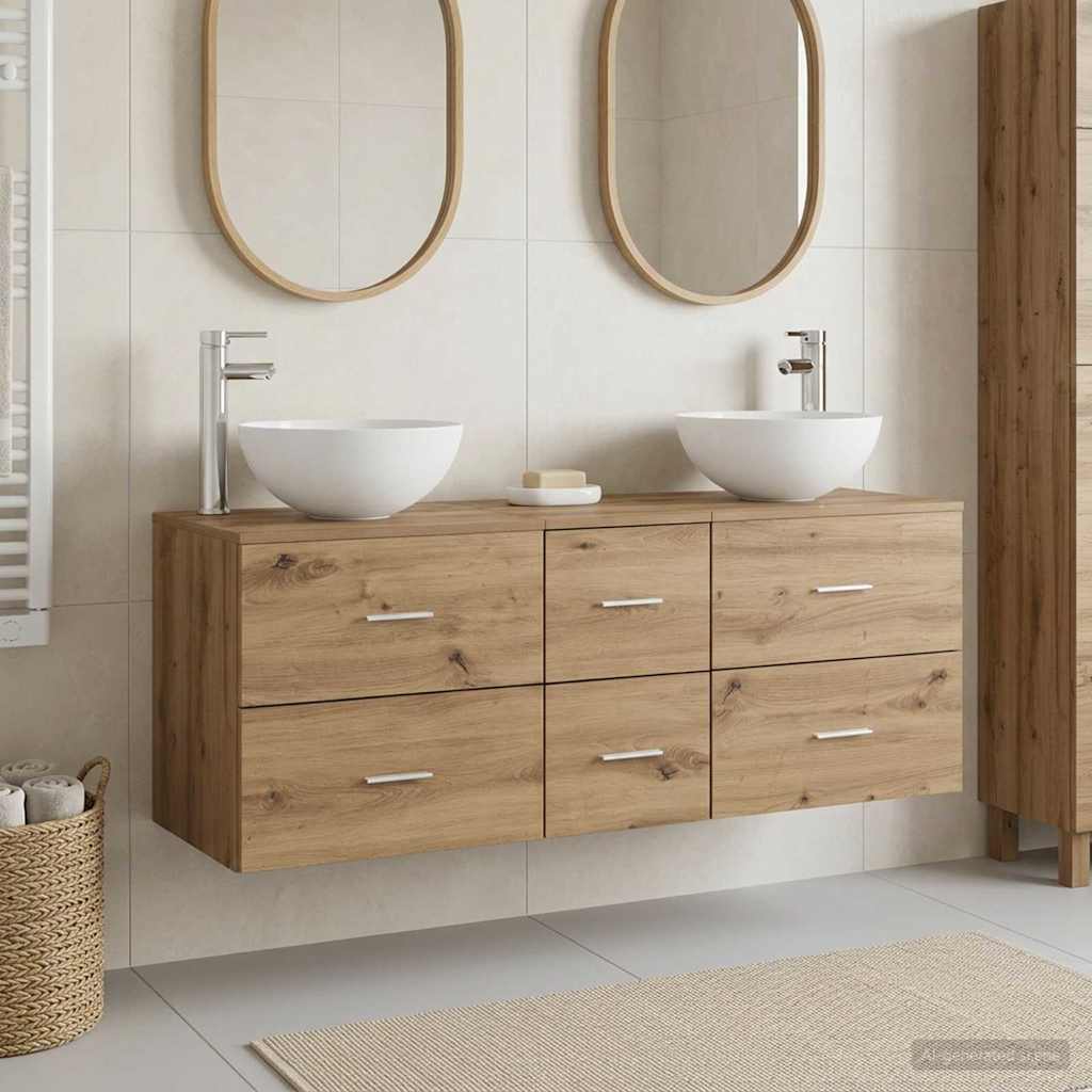 Badezimmerschrank-Set 3 Stk. Artisan-Eiche 49,5 x 41 x 64,5 cm