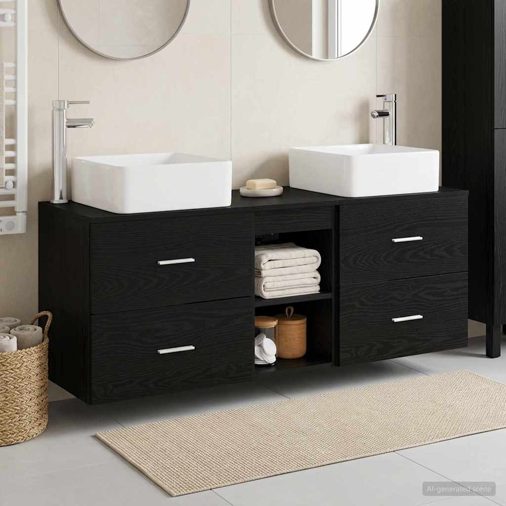 Badezimmerschrank-Set 3 stk. Schwarze Eiche 49,5 x 41 x 63 cm