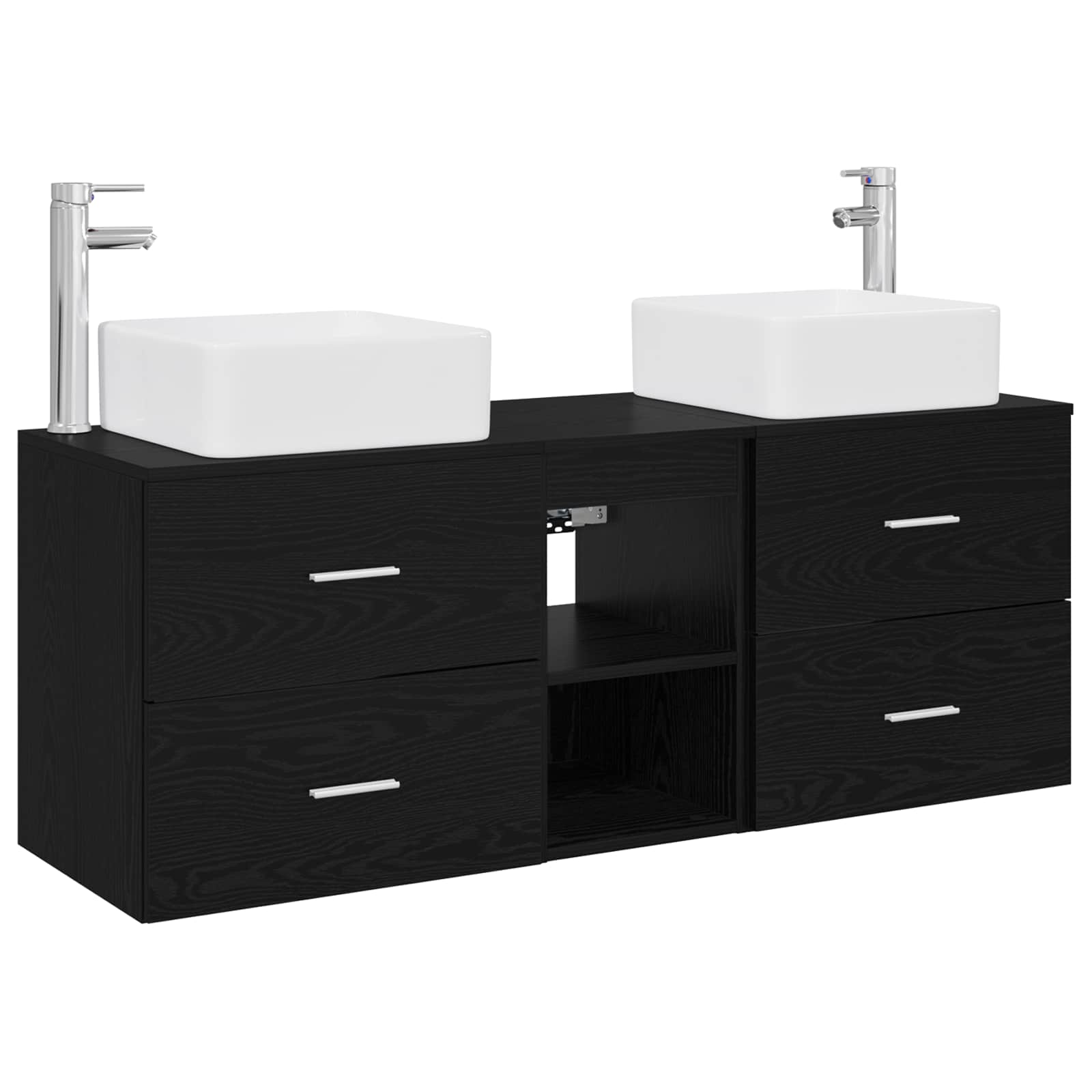 Badezimmerschrank-Set 3 stk. Schwarze Eiche 49,5 x 41 x 63 cm
