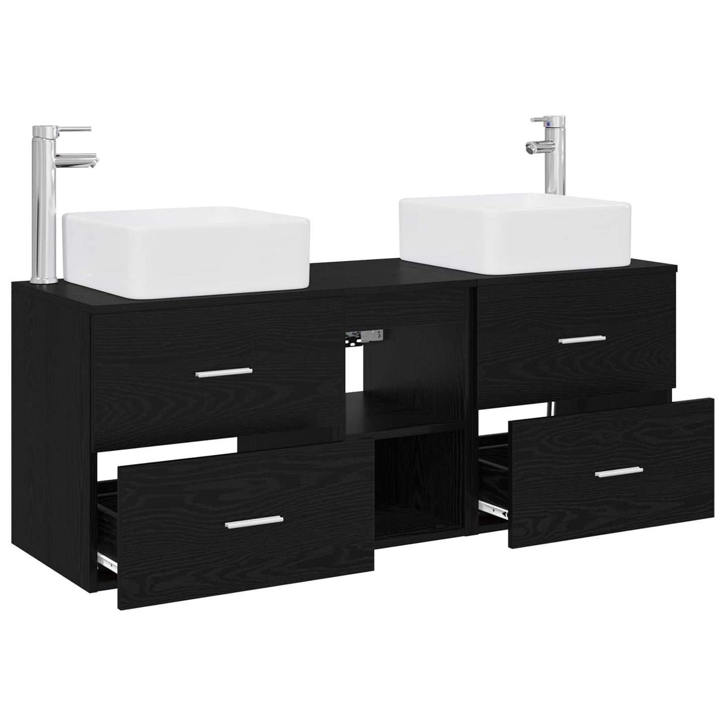Badezimmerschrank-Set 3 stk. Schwarze Eiche 49,5 x 41 x 63 cm