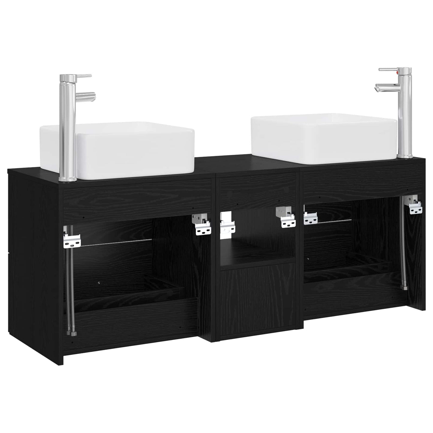 Badezimmerschrank-Set 3 stk. Schwarze Eiche 49,5 x 41 x 63 cm