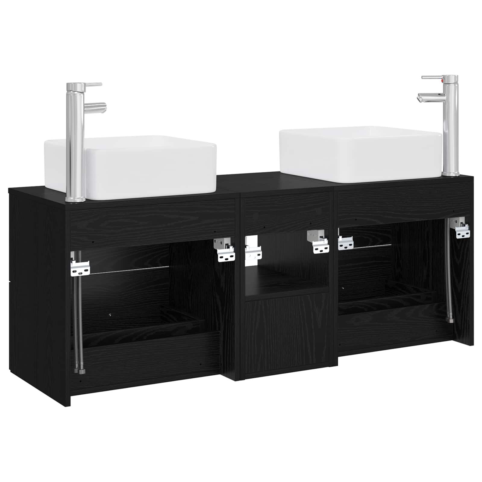 Badezimmerschrank-Set 3 stk. Schwarze Eiche 49,5 x 41 x 63 cm