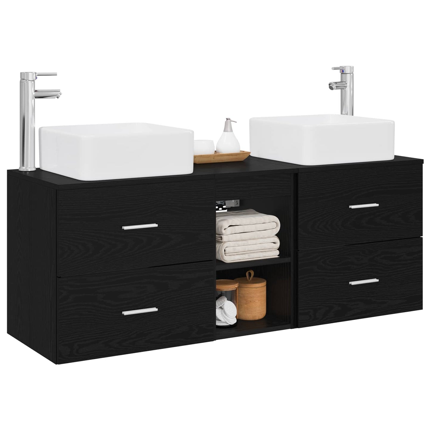 Badezimmerschrank-Set 3 stk. Schwarze Eiche 49,5 x 41 x 63 cm