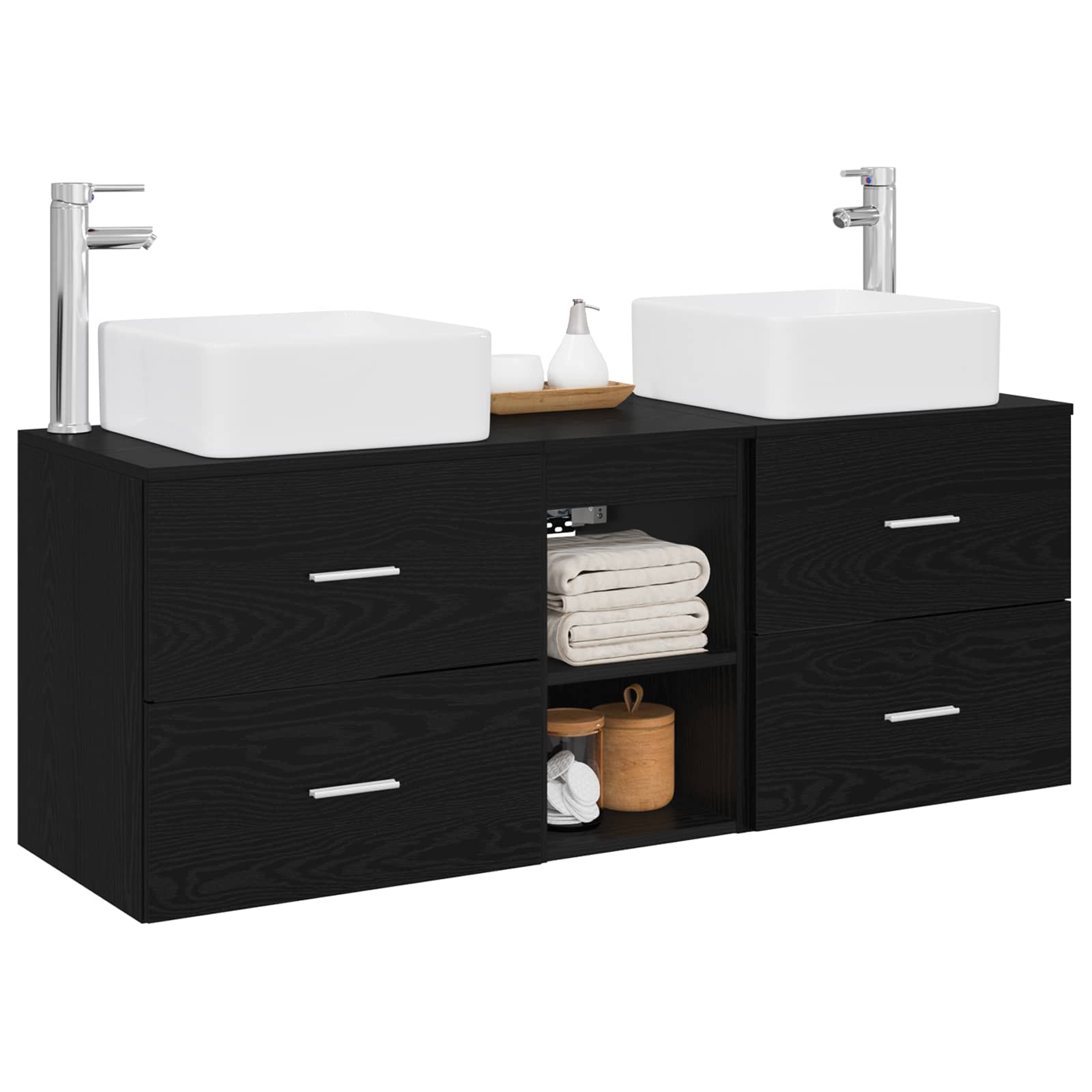 Badezimmerschrank-Set 3 stk. Schwarze Eiche 49,5 x 41 x 63 cm