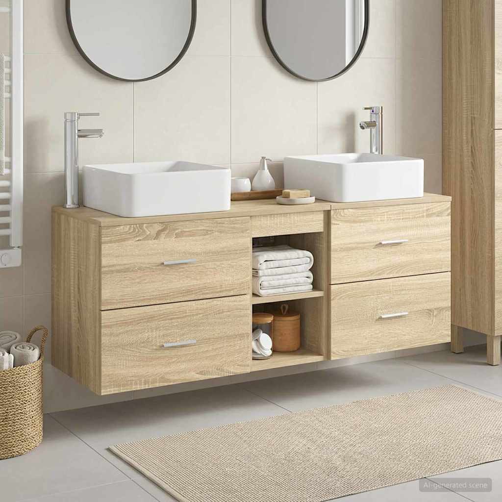 Badezimmerschrank-Set 3 stk. Sonoma-Eiche 49,5 x 41 x 63 cm
