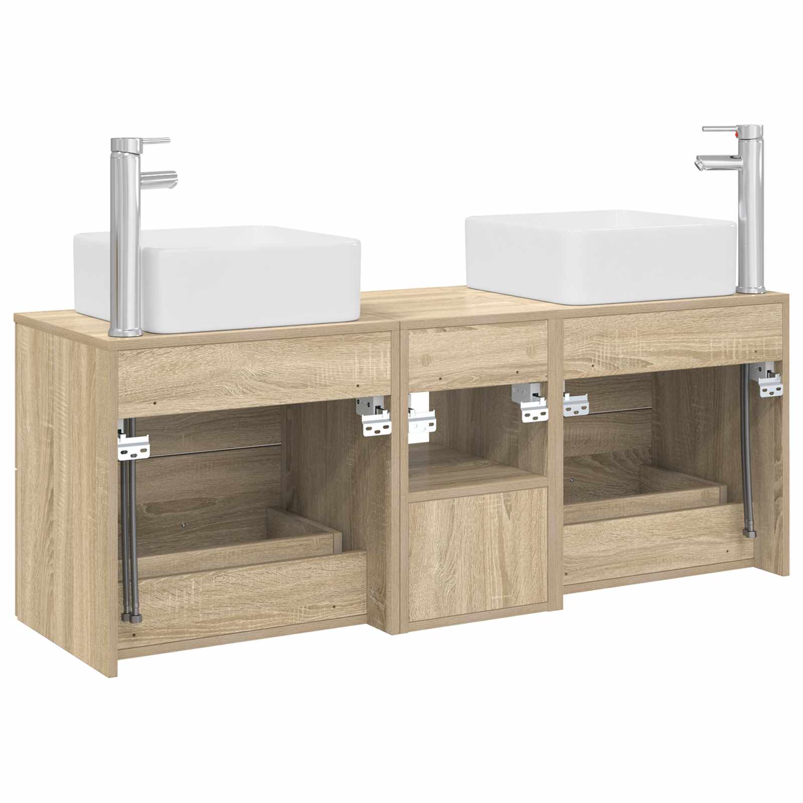 Badezimmerschrank-Set 3 stk. Sonoma-Eiche 49,5 x 41 x 63 cm