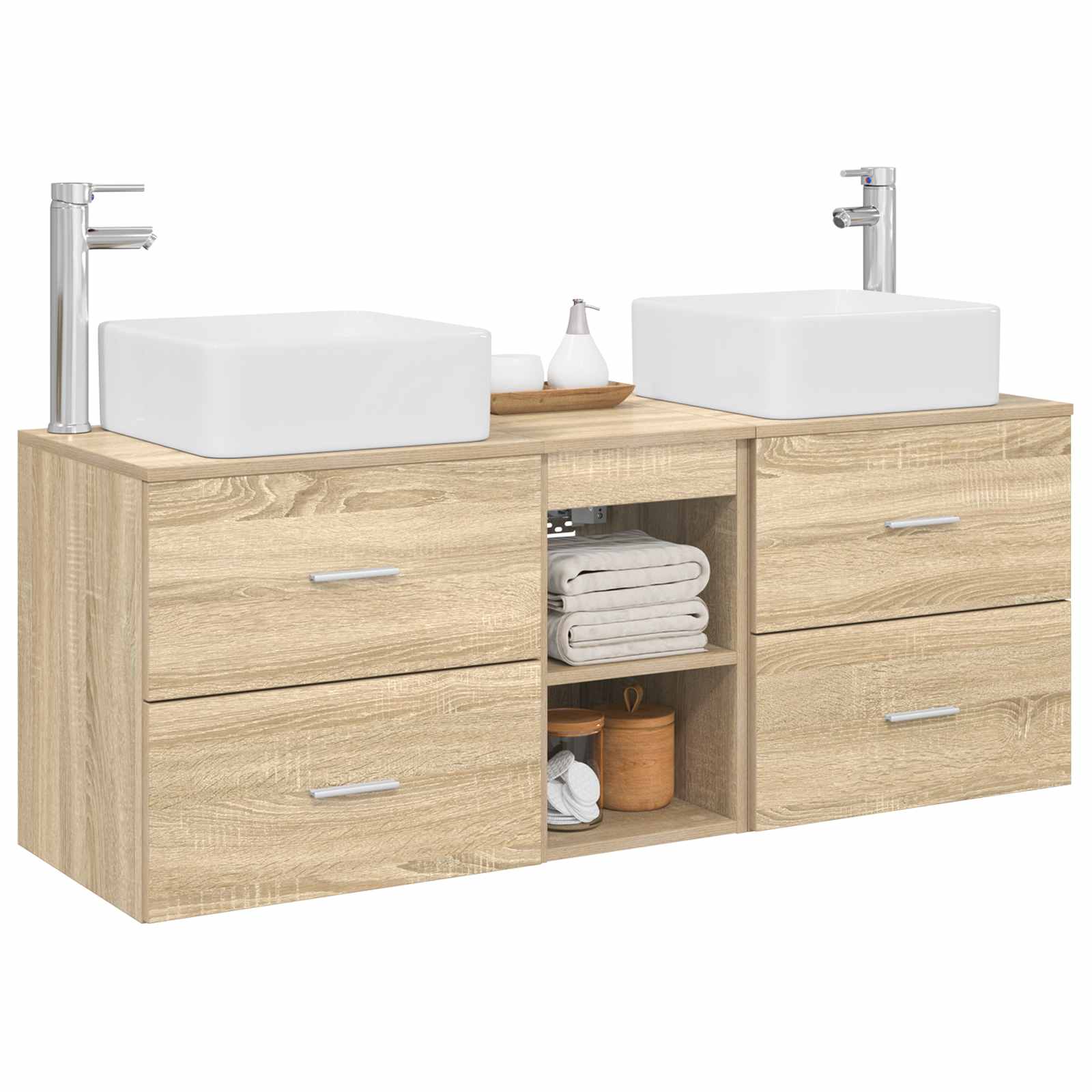 Badezimmerschrank-Set 3 stk. Sonoma-Eiche 49,5 x 41 x 63 cm