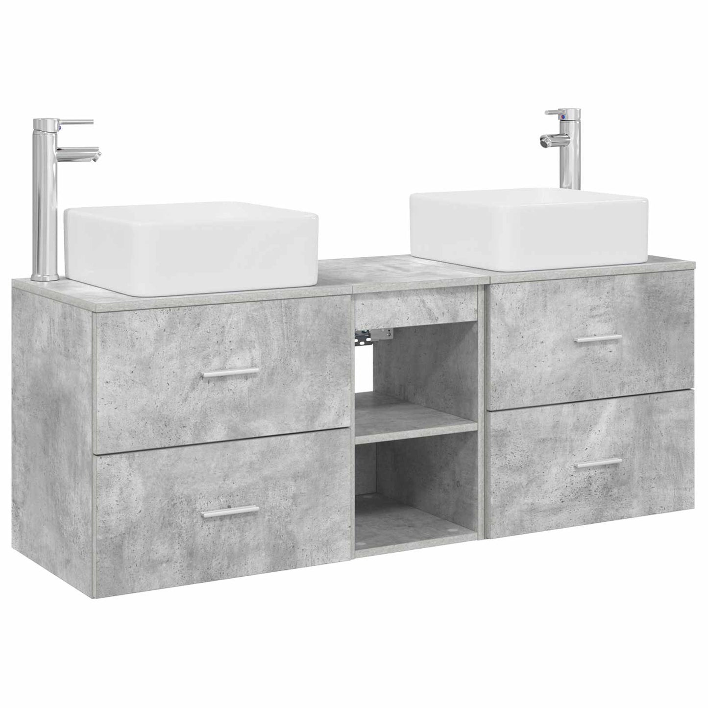 Badezimmerschrank-Set 3 stk. Betongrau 49,5 x 41 x 63 cm