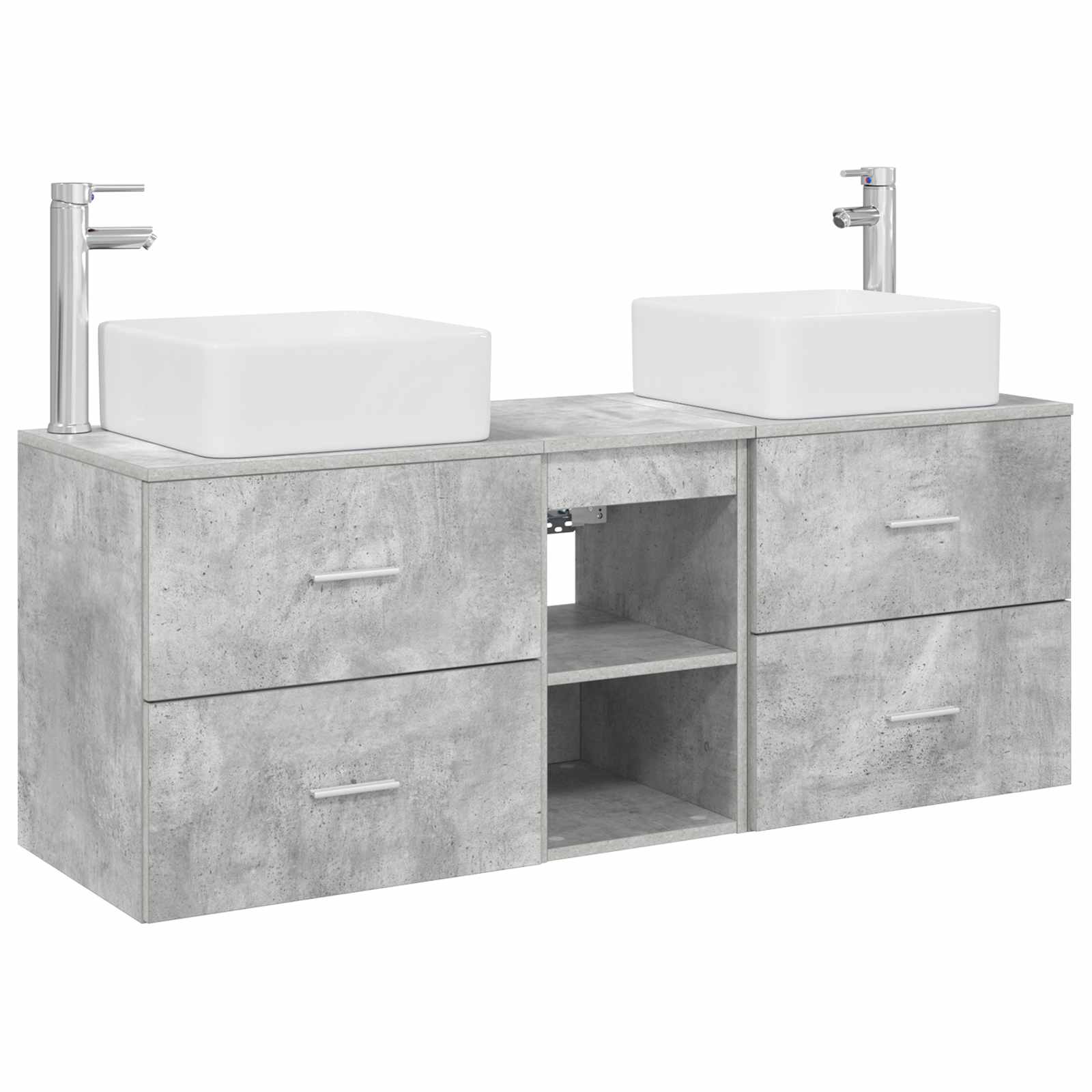 Badezimmerschrank-Set 3 stk. Betongrau 49,5 x 41 x 63 cm
