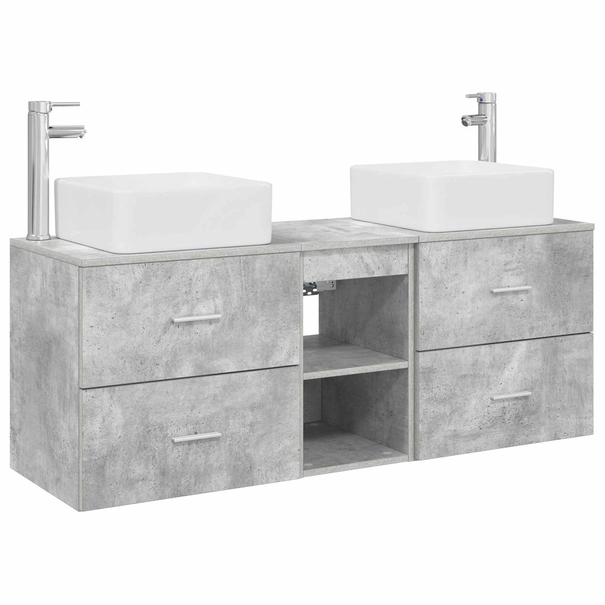 Badezimmerschrank-Set 3 stk. Betongrau 129 x 41 x 80 cm