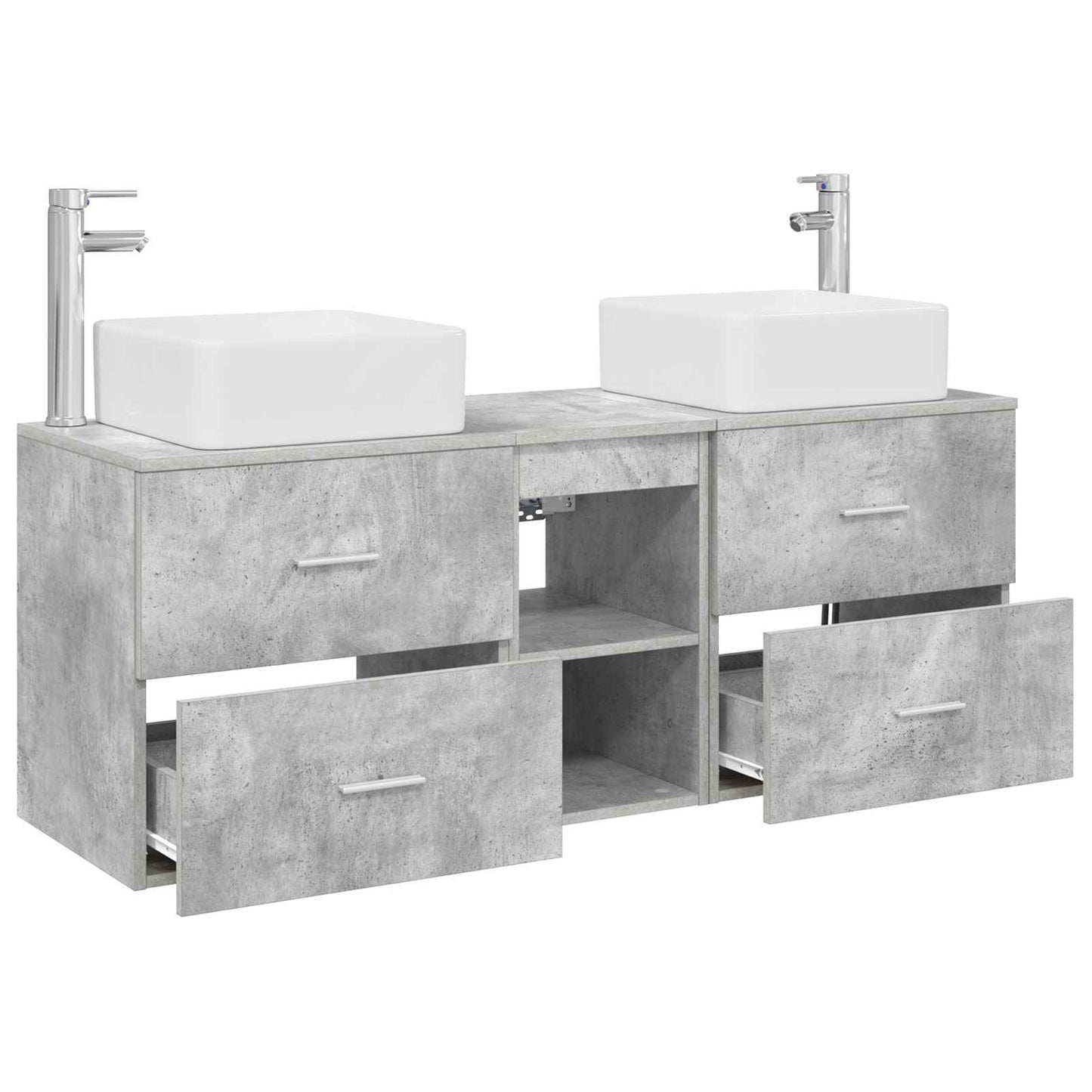 Badezimmerschrank-Set 3 stk. Betongrau 49,5 x 41 x 63 cm