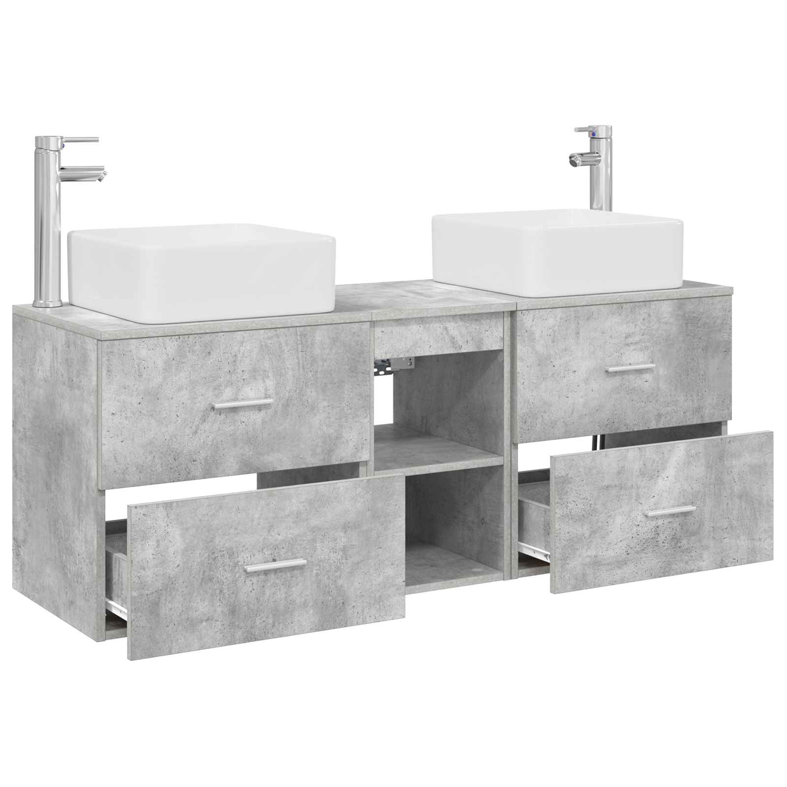 Badezimmerschrank-Set 3 stk. Betongrau 49,5 x 41 x 63 cm