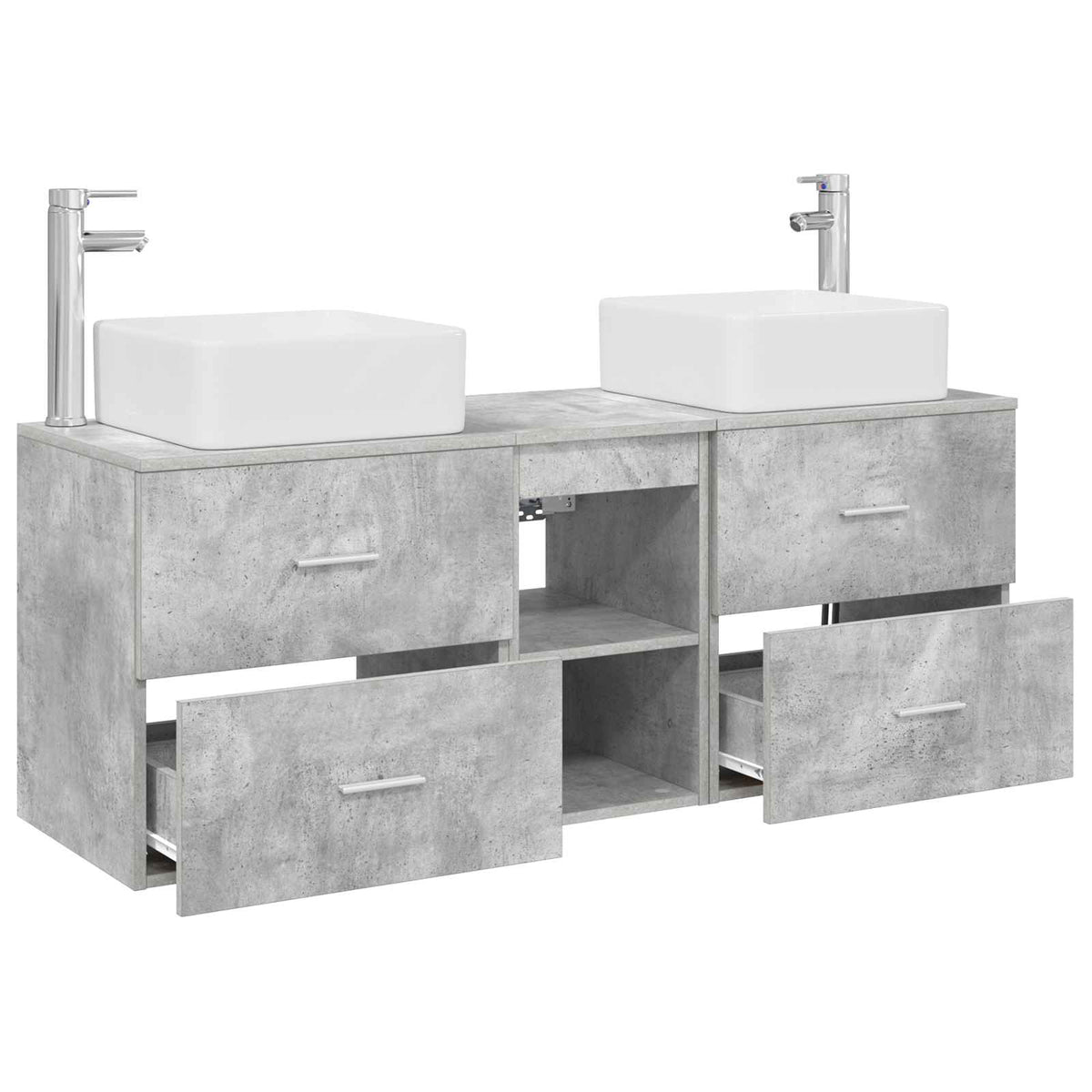 Badezimmerschrank-Set 3 stk. Betongrau 129 x 41 x 80 cm
