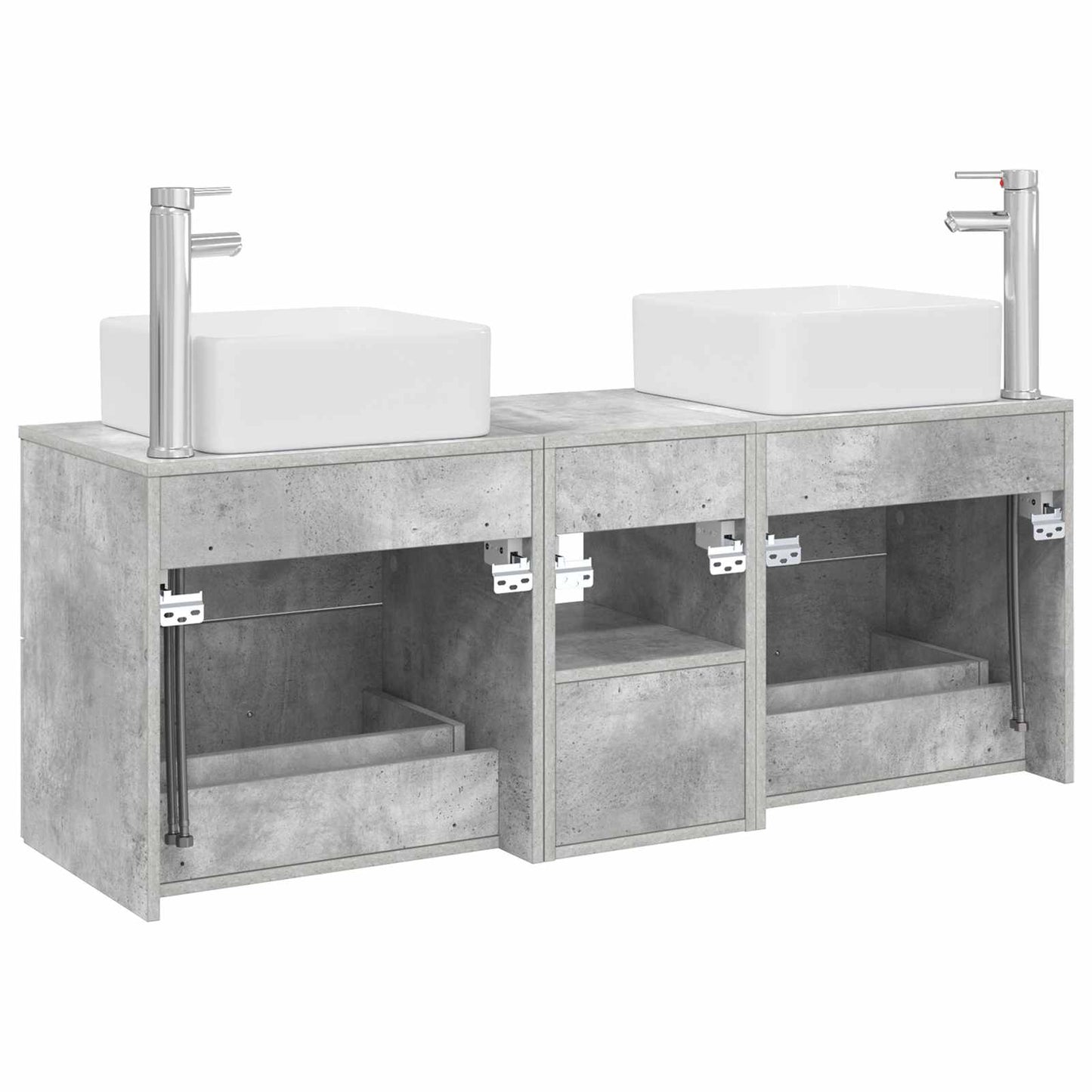 Badezimmerschrank-Set 3 stk. Betongrau 49,5 x 41 x 63 cm