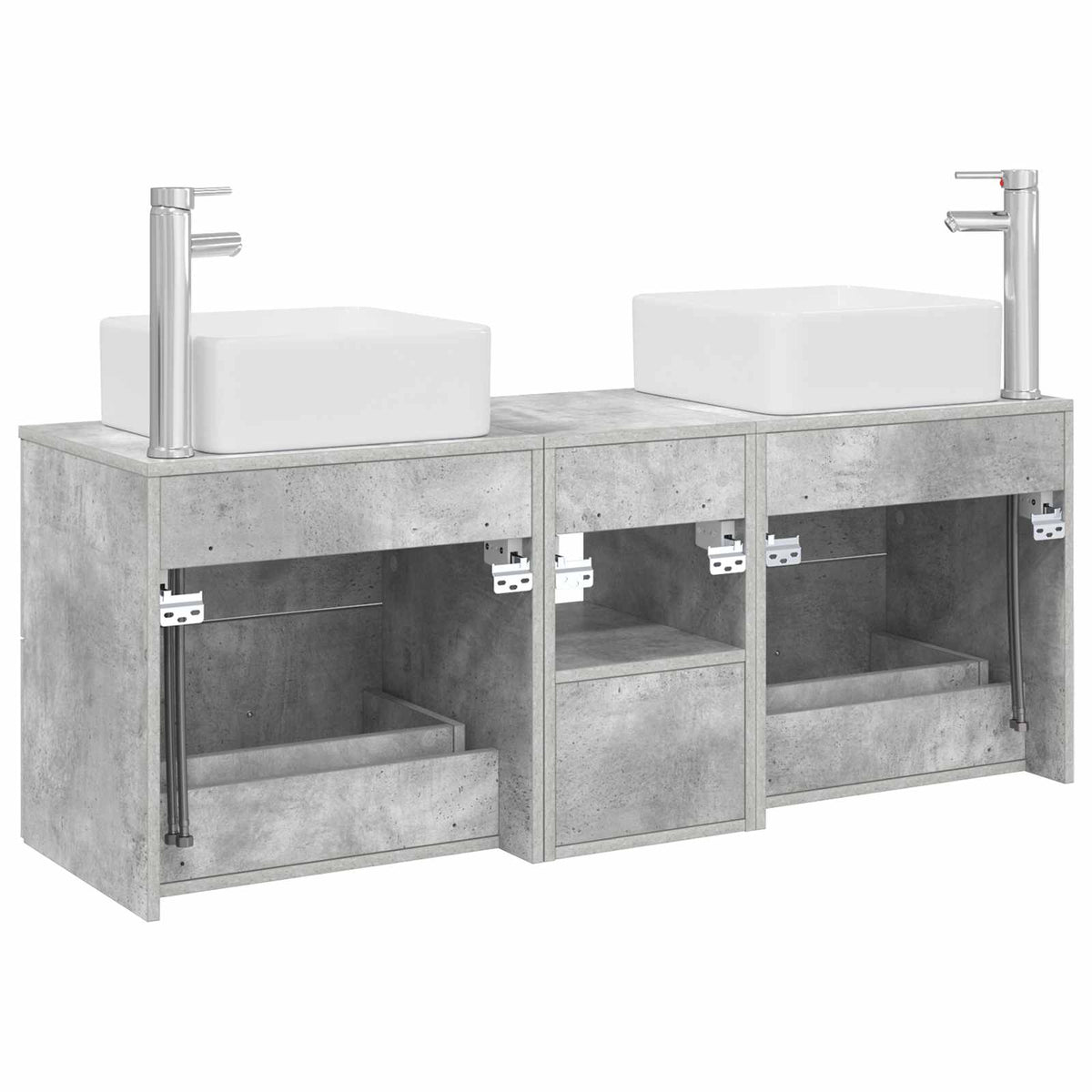 Badezimmerschrank-Set 3 stk. Betongrau 129 x 41 x 80 cm