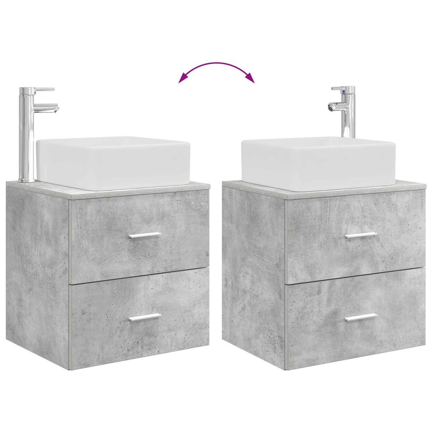 Badezimmerschrank-Set 3 stk. Betongrau 49,5 x 41 x 63 cm