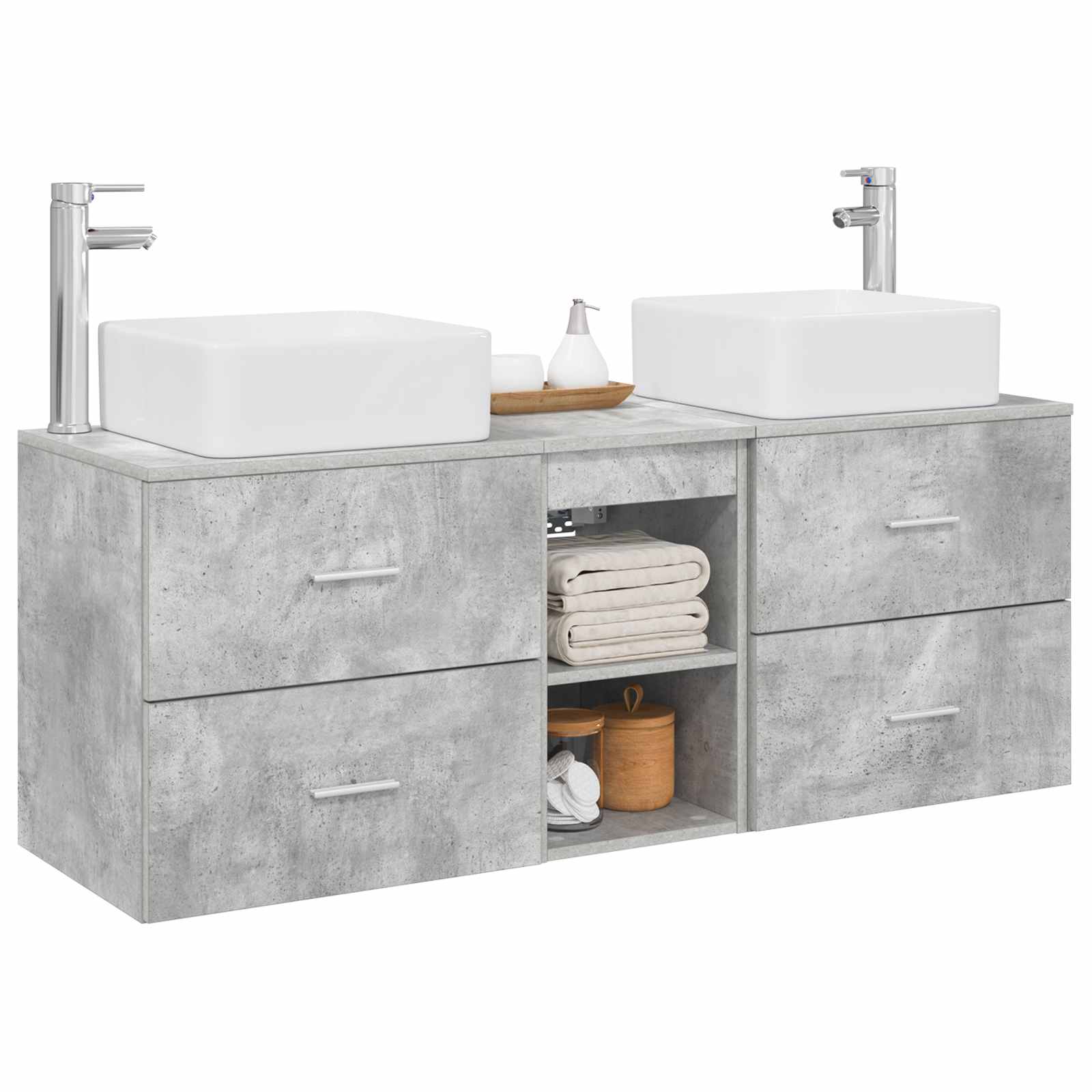 Badezimmerschrank-Set 3 stk. Betongrau 49,5 x 41 x 63 cm