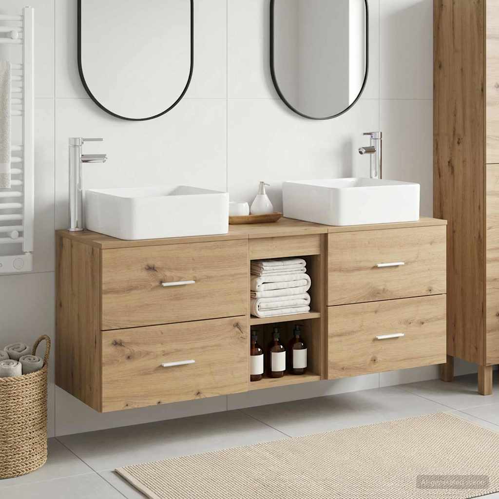 Badezimmerschrank-Set 3 Stk. Artisan-Eiche 49,5 x 41 x 63 cm