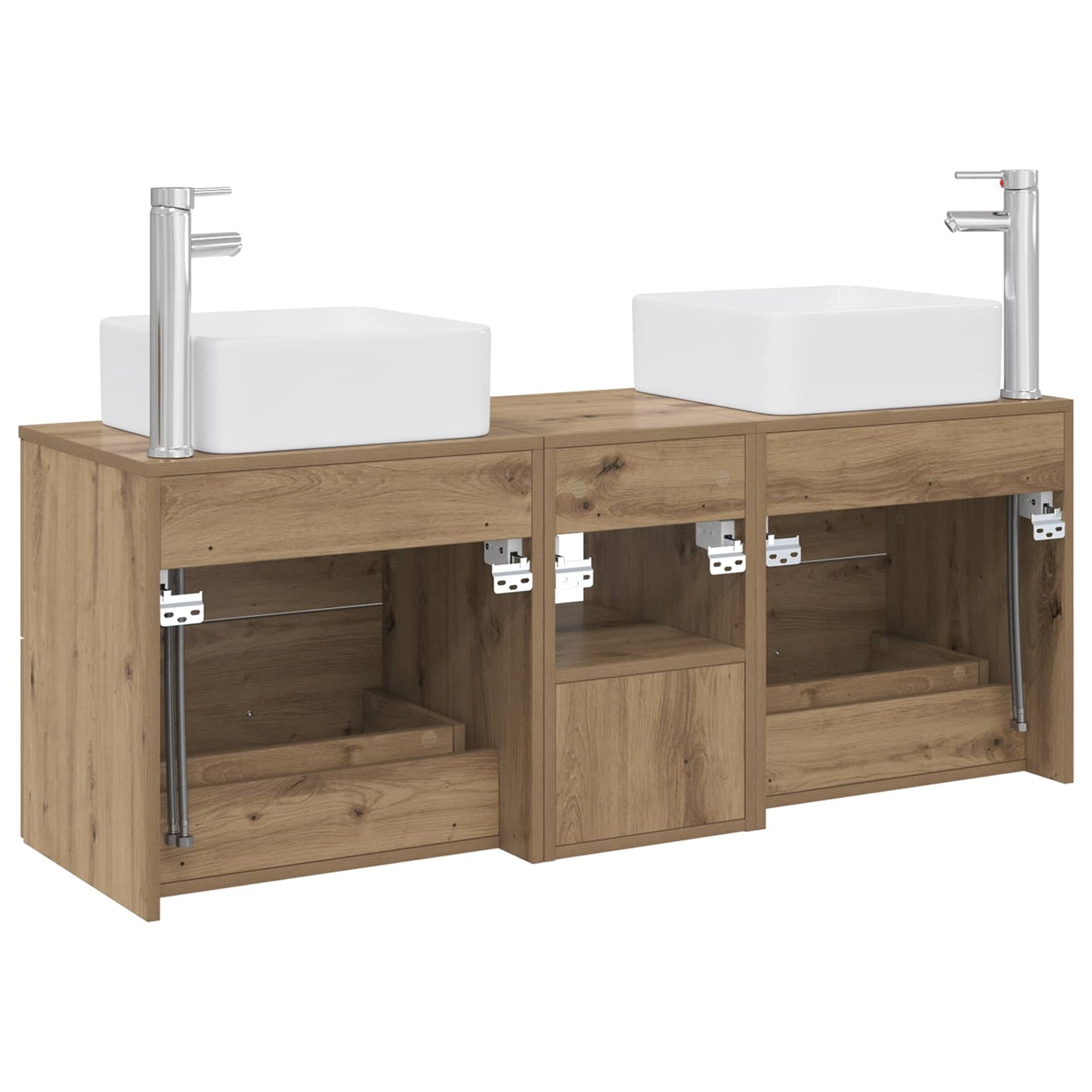 Badezimmerschrank-Set 3 Stk. Artisan-Eiche 49,5 x 41 x 63 cm