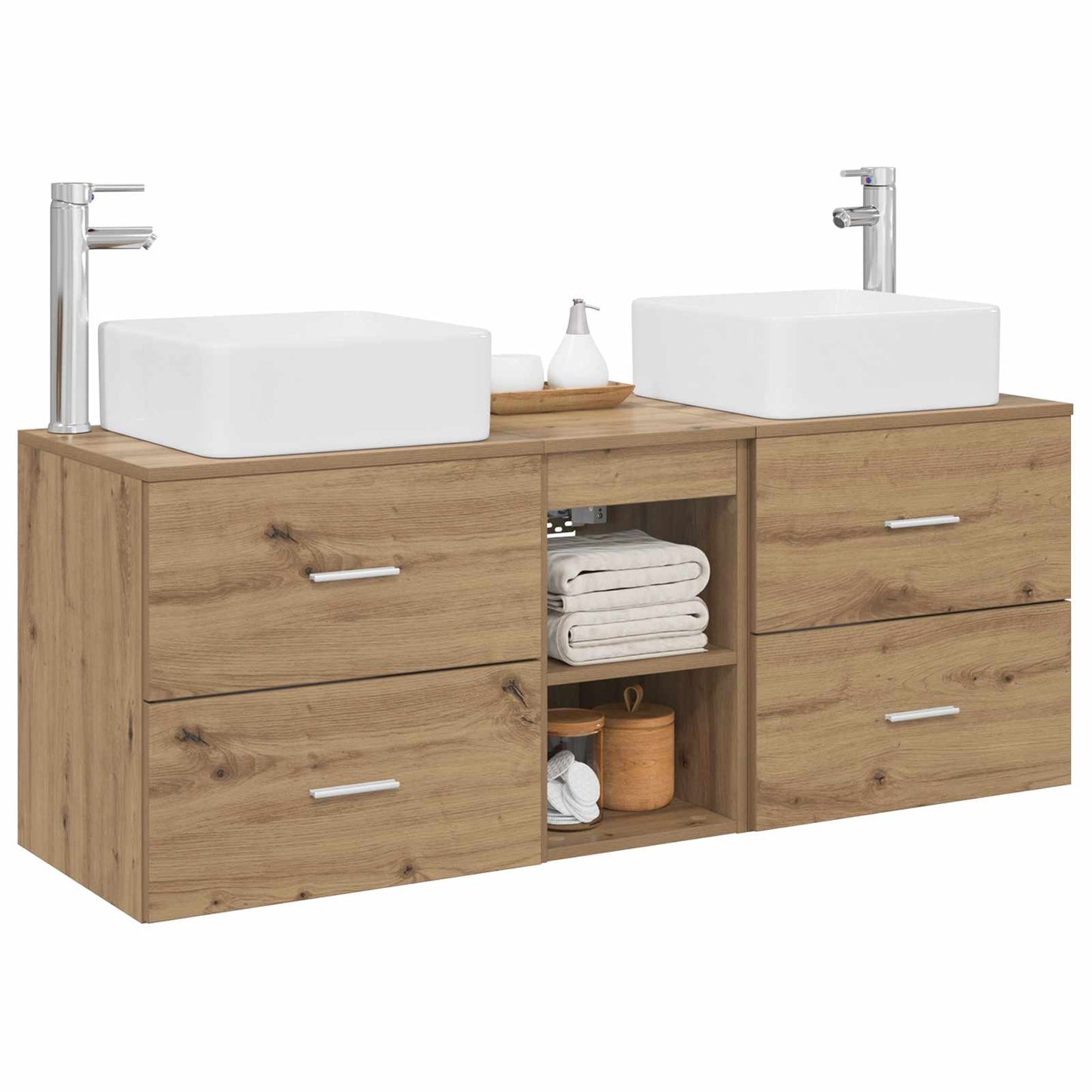 Badezimmerschrank-Set 3 Stk. Artisan-Eiche 49,5 x 41 x 63 cm