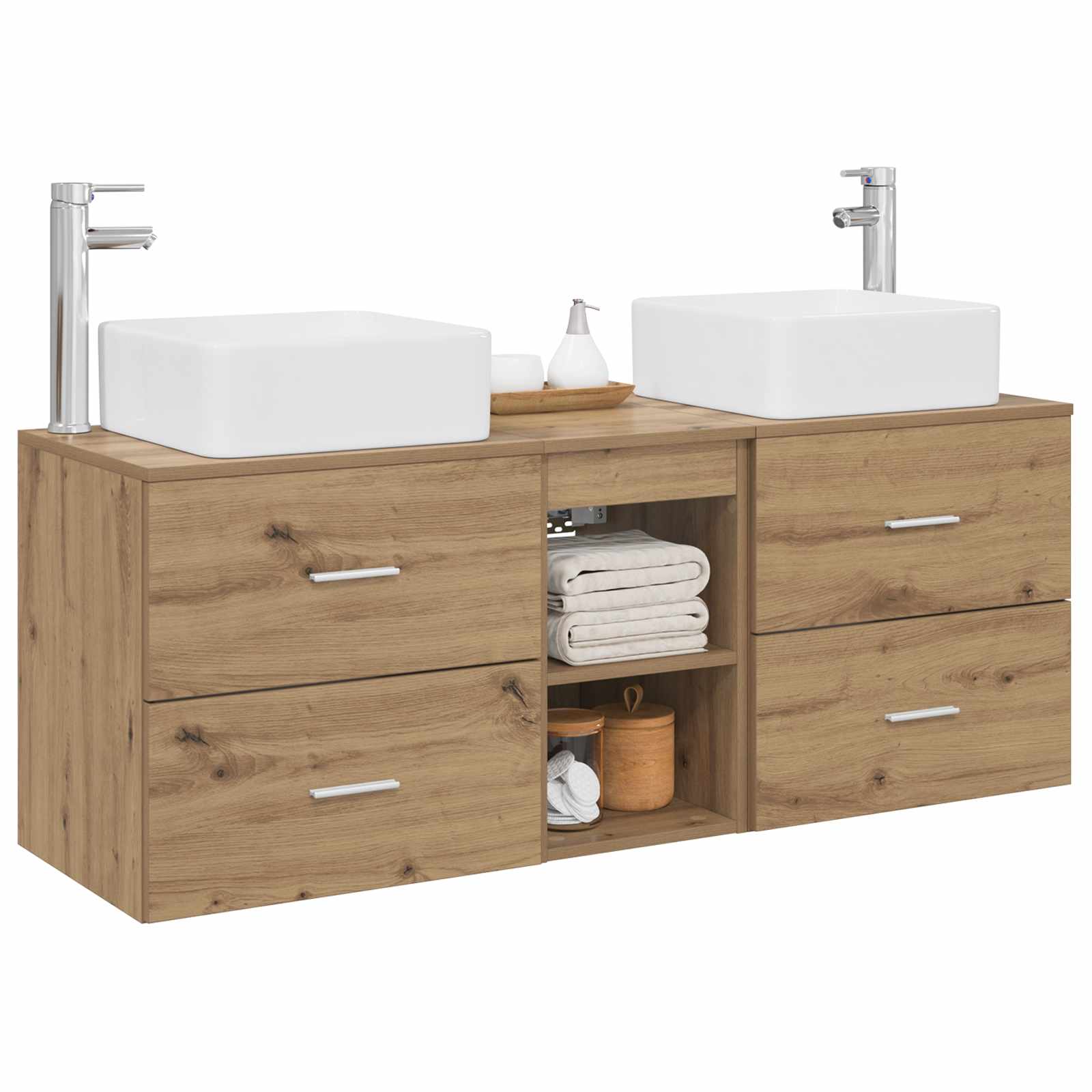 Badezimmerschrank-Set 3 Stk. Artisan-Eiche 49,5 x 41 x 63 cm