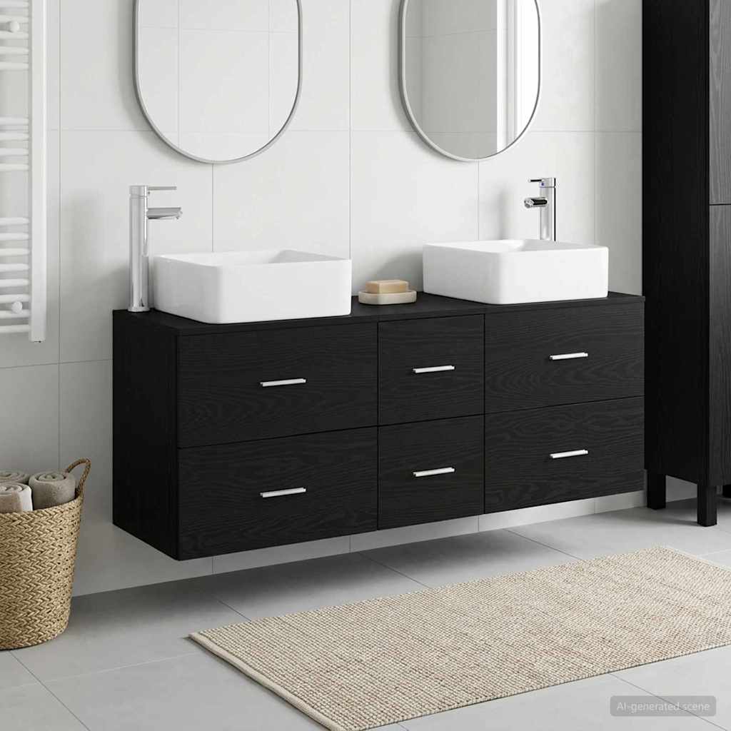 Badezimmerschrank-Set 3 stk. Schwarz 49,5 x 41 x 63 cm