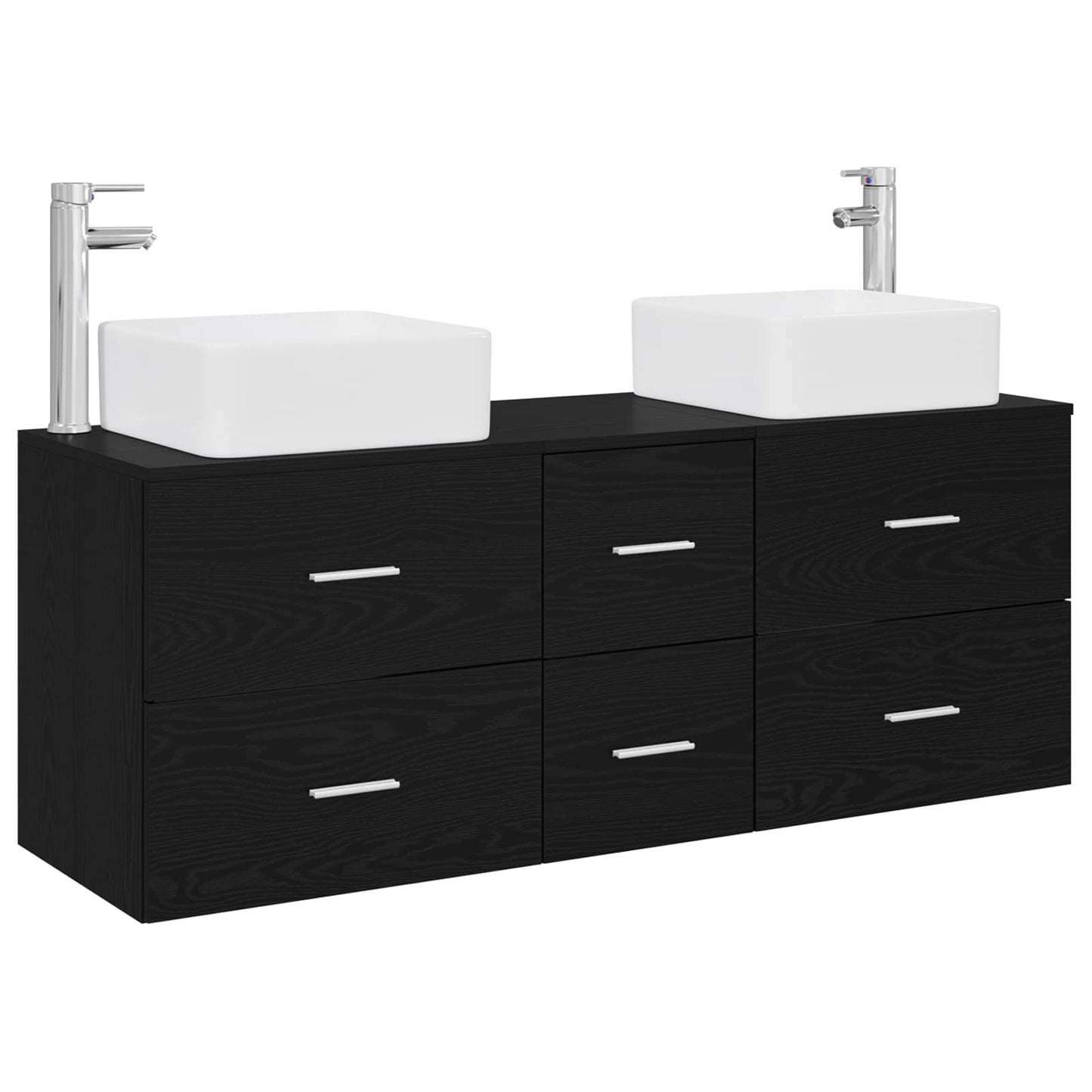 Badezimmerschrank-Set 3 stk. Schwarz 49,5 x 41 x 63 cm