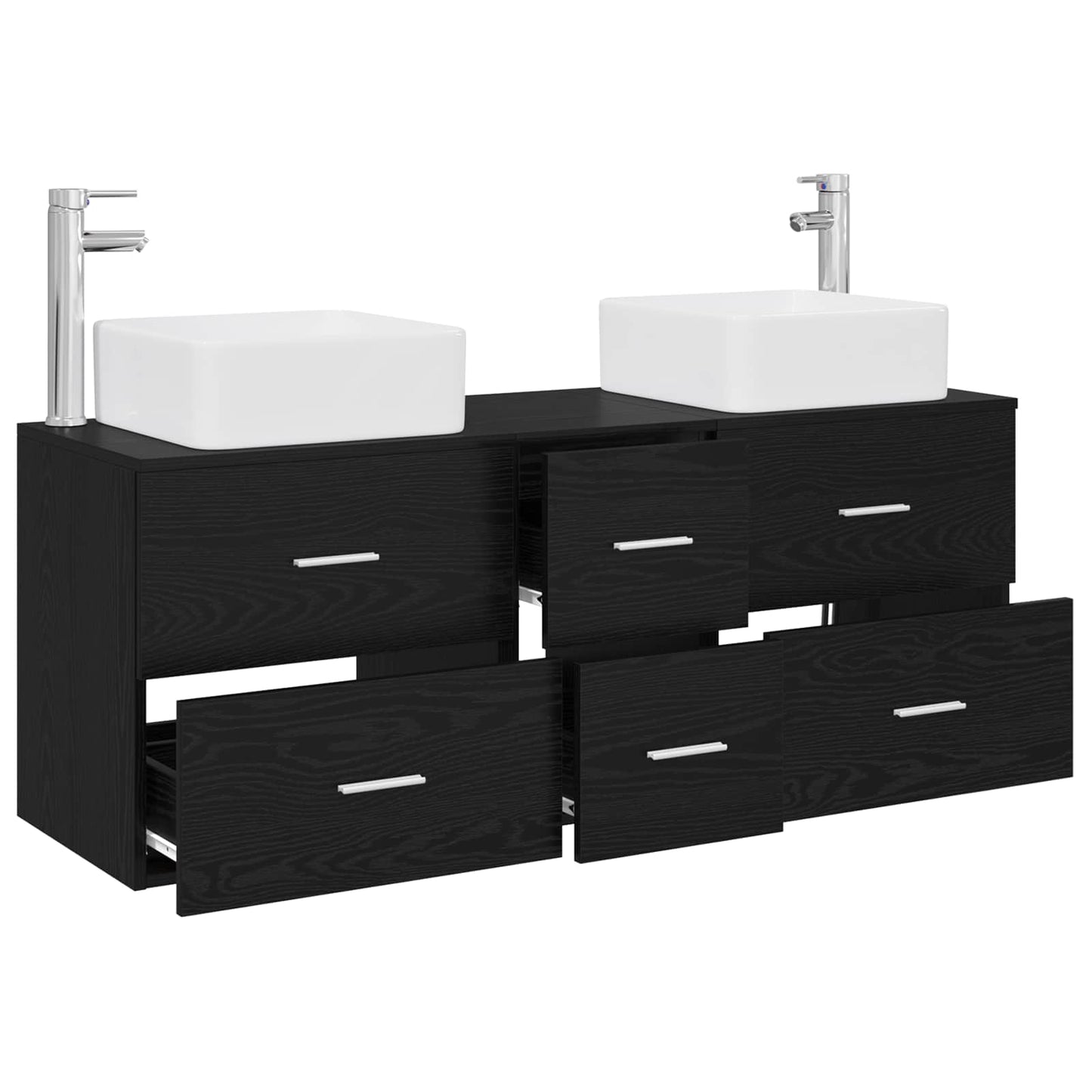 Badezimmerschrank-Set 3 stk. Schwarz 49,5 x 41 x 63 cm