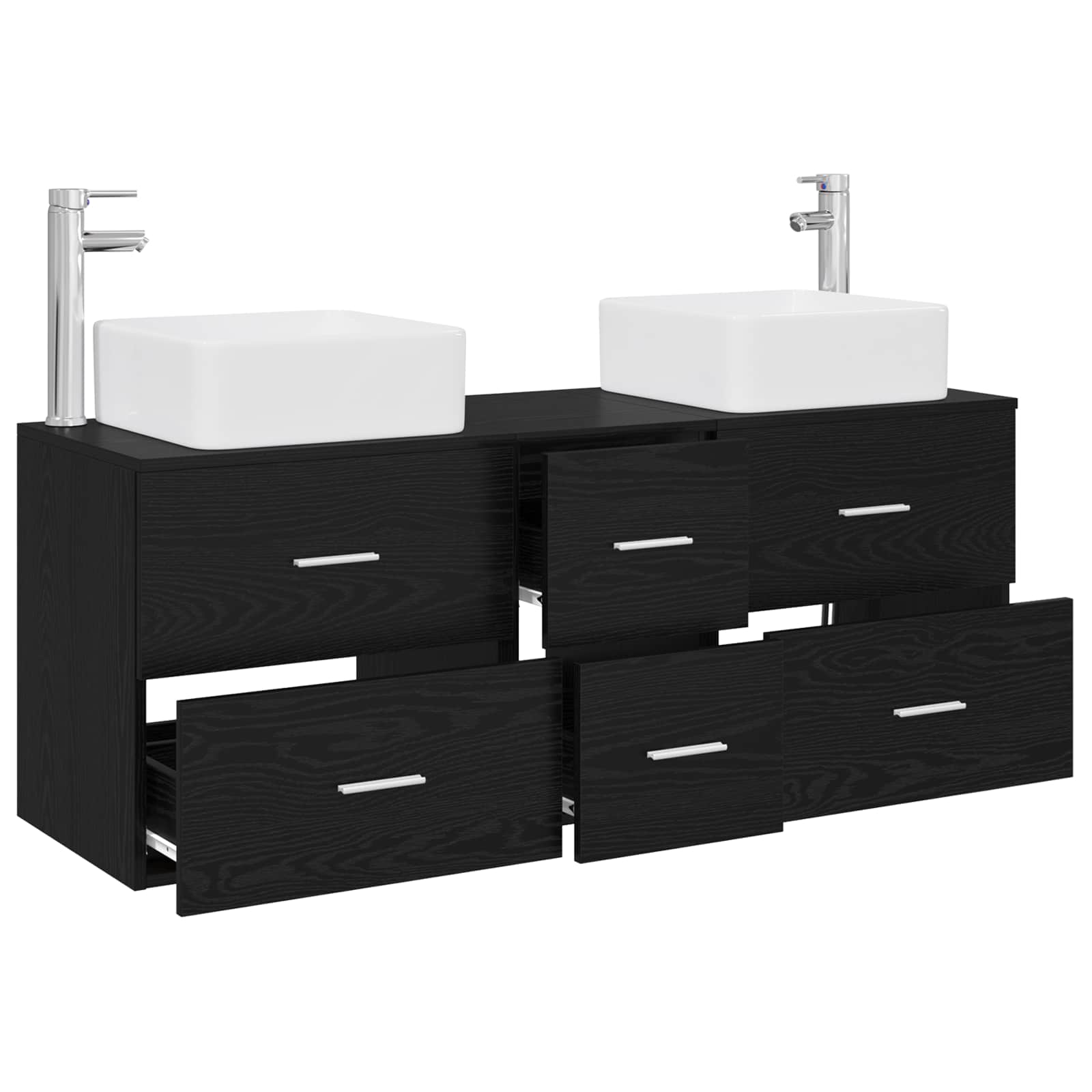 Badezimmerschrank-Set 3 stk. Schwarz 49,5 x 41 x 63 cm