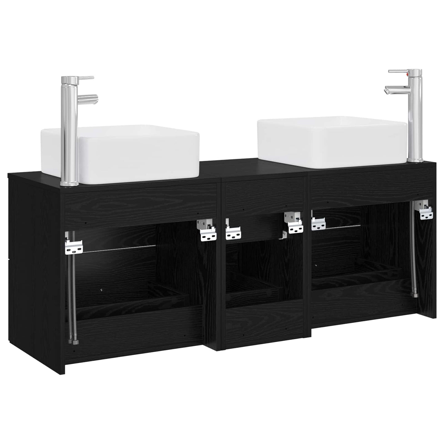 Badezimmerschrank-Set 3 stk. Schwarz 49,5 x 41 x 63 cm