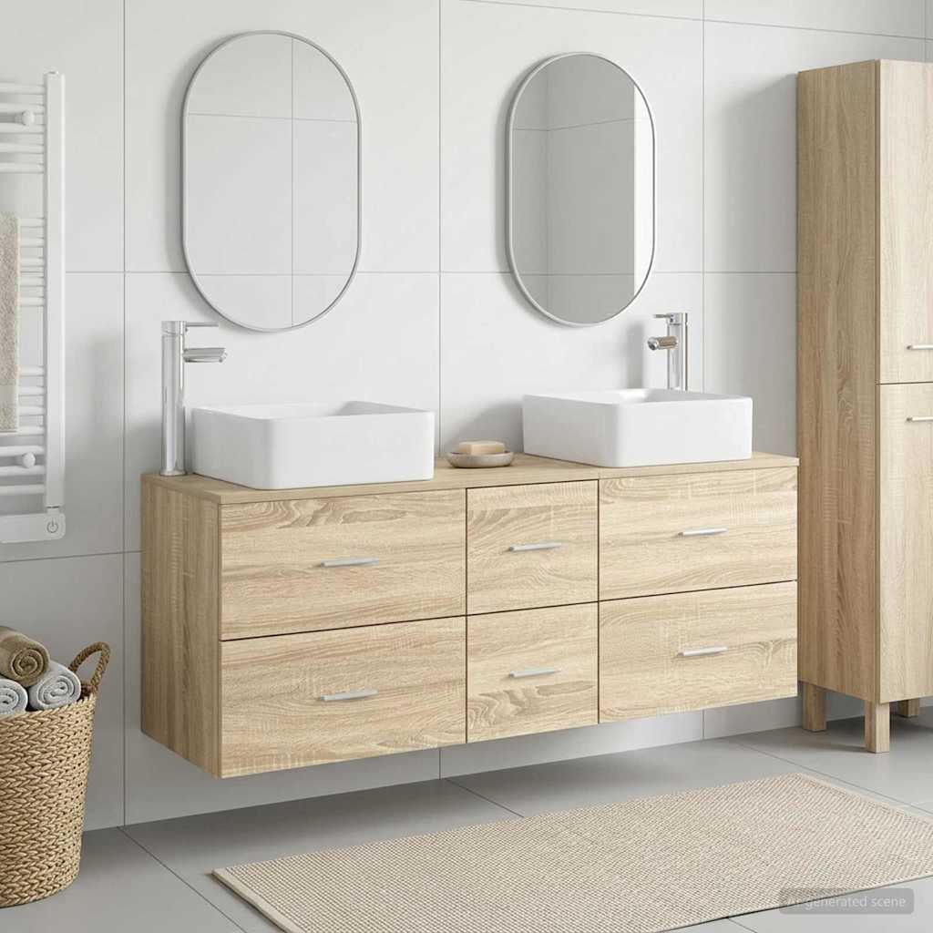 Badezimmerschrank-Set 3 stk. Sonoma-Eiche 49,5 x 41 x 63 cm