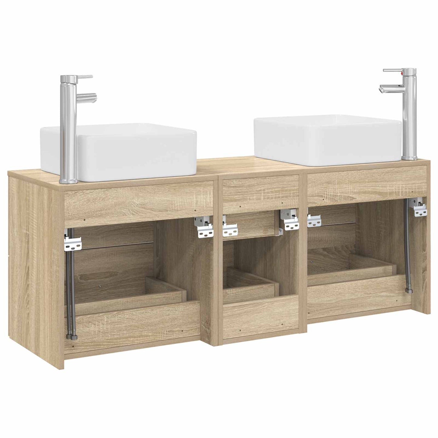 Badezimmerschrank-Set 3 stk. Sonoma-Eiche 49,5 x 41 x 63 cm