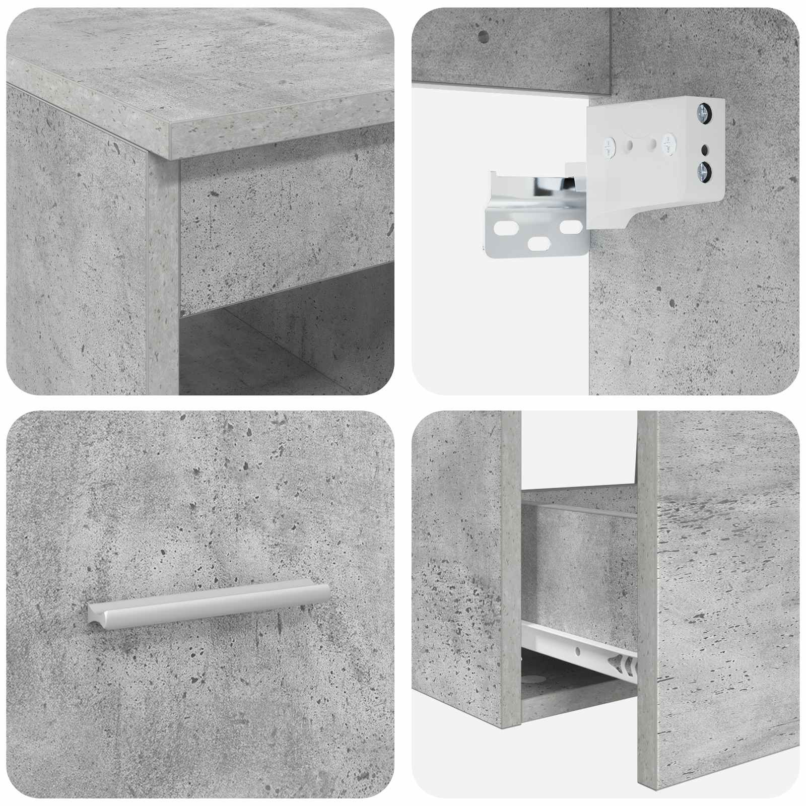 Badezimmerschrank-Set 3 stk. Betongrau 49,5 x 41 x 63 cm