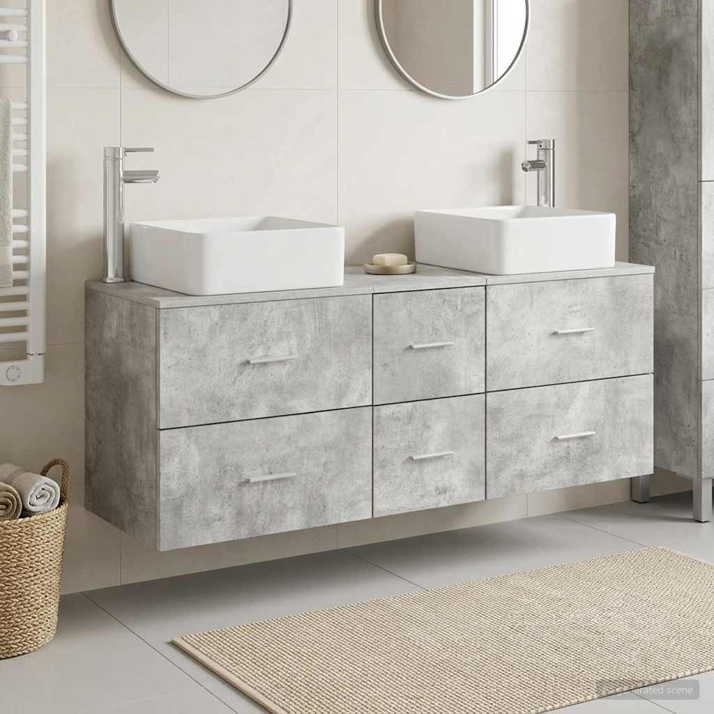 Badezimmerschrank-Set 3 stk. Betongrau 49,5 x 41 x 63 cm
