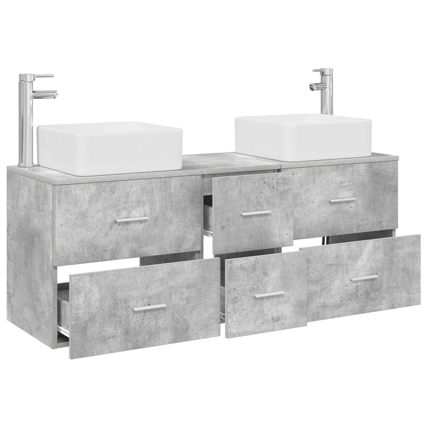 Badezimmerschrank-Set 3 stk. Betongrau 49,5 x 41 x 63 cm