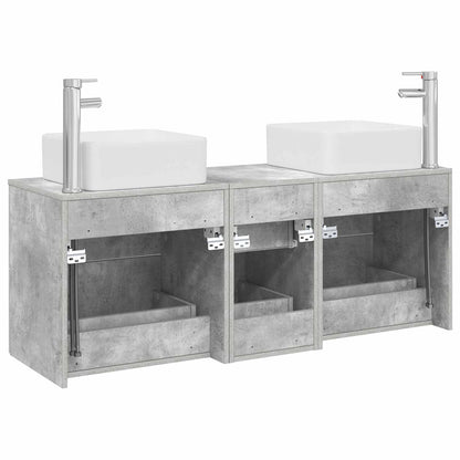 Badezimmerschrank-Set 3 stk. Betongrau 49,5 x 41 x 63 cm